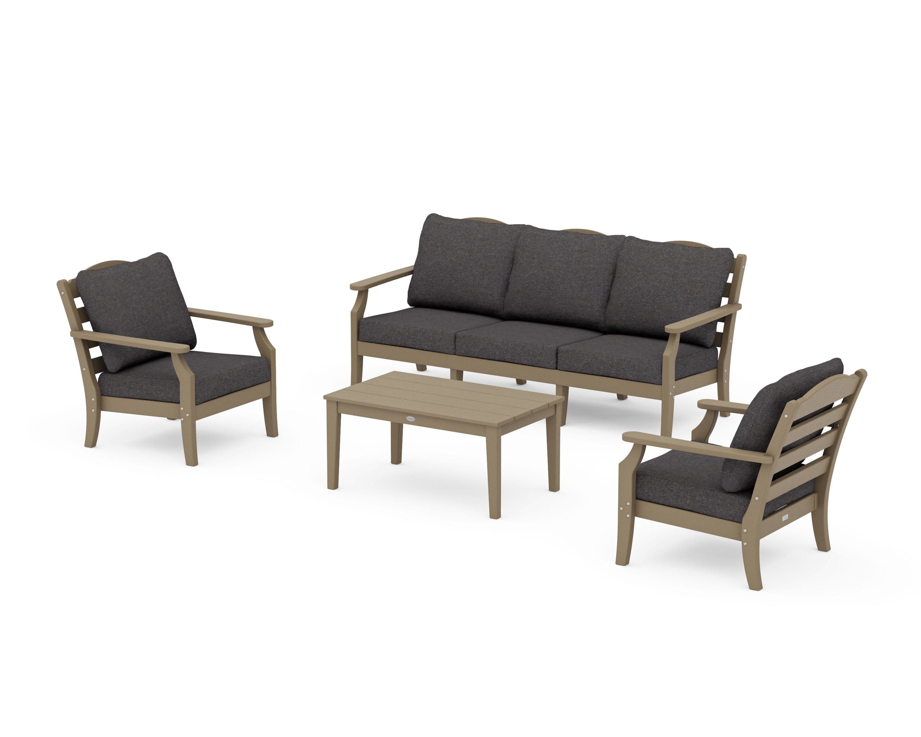 Savannah 4-Piece Deep Seating Set with Sofa in Vintage Sahara / Ash Charcoal