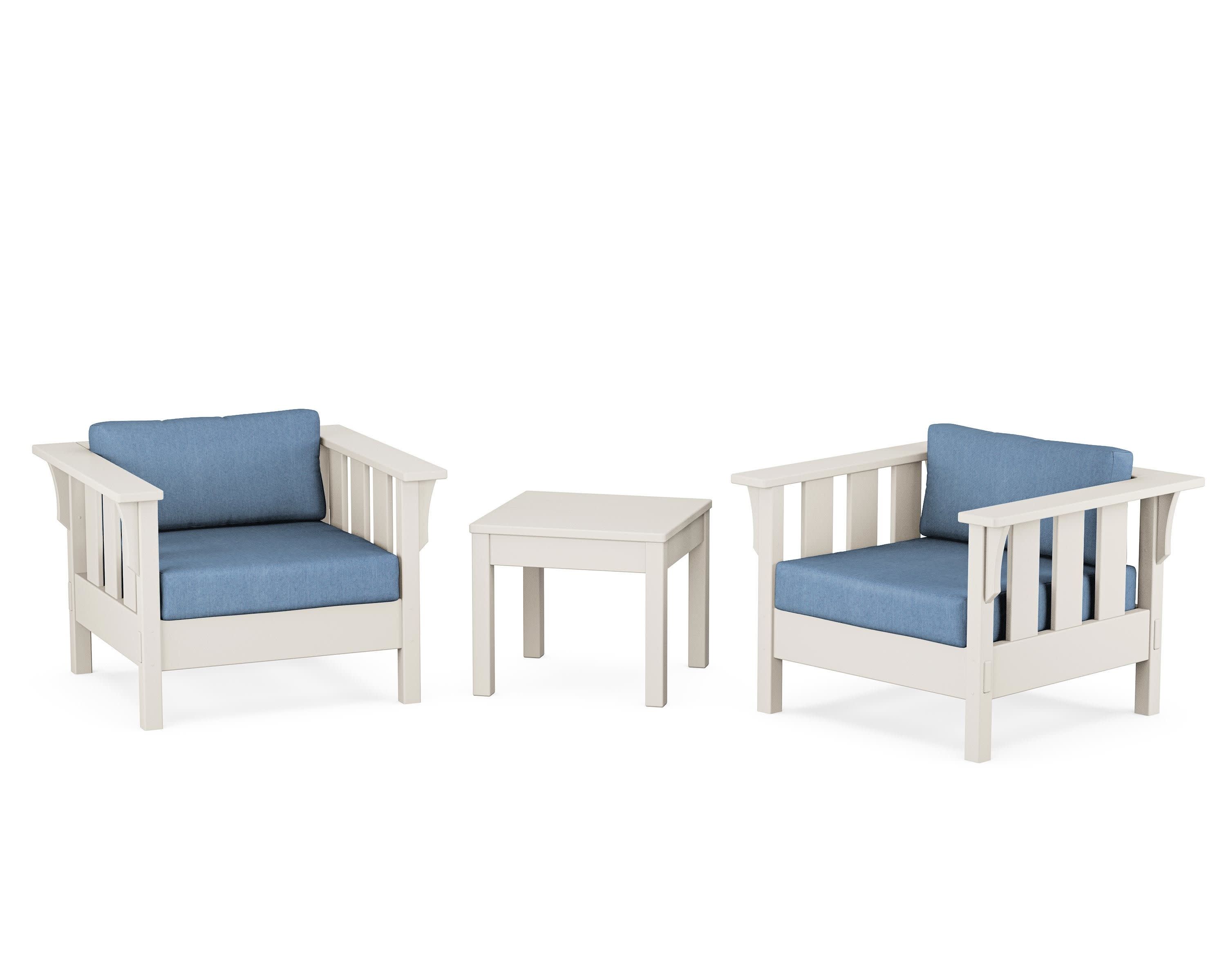 Acadia 3-Piece Deep Seating Set in Sand / Sky Blue