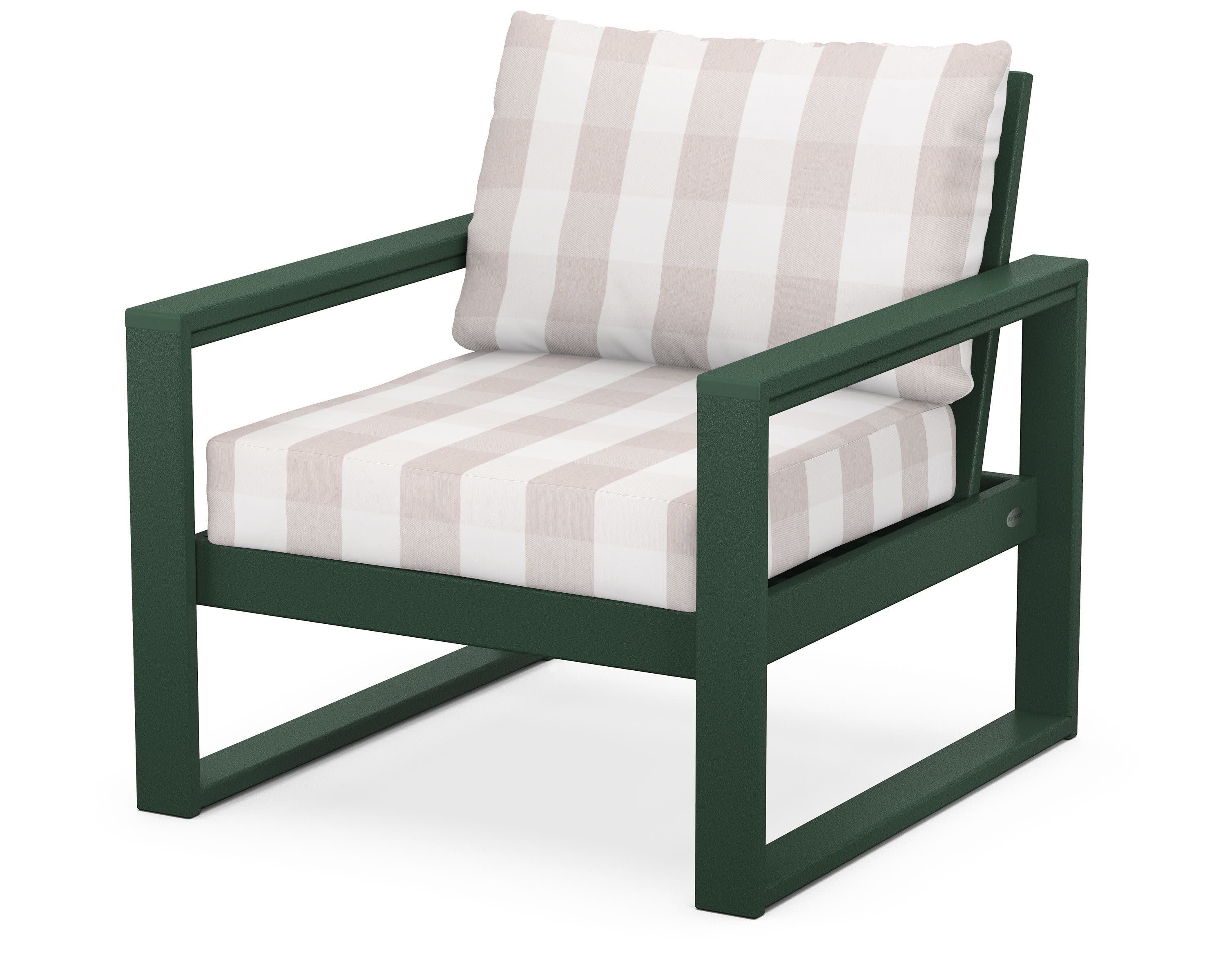 EDGE Club Chair in Green / Buffalo Plaid Dune Burlap