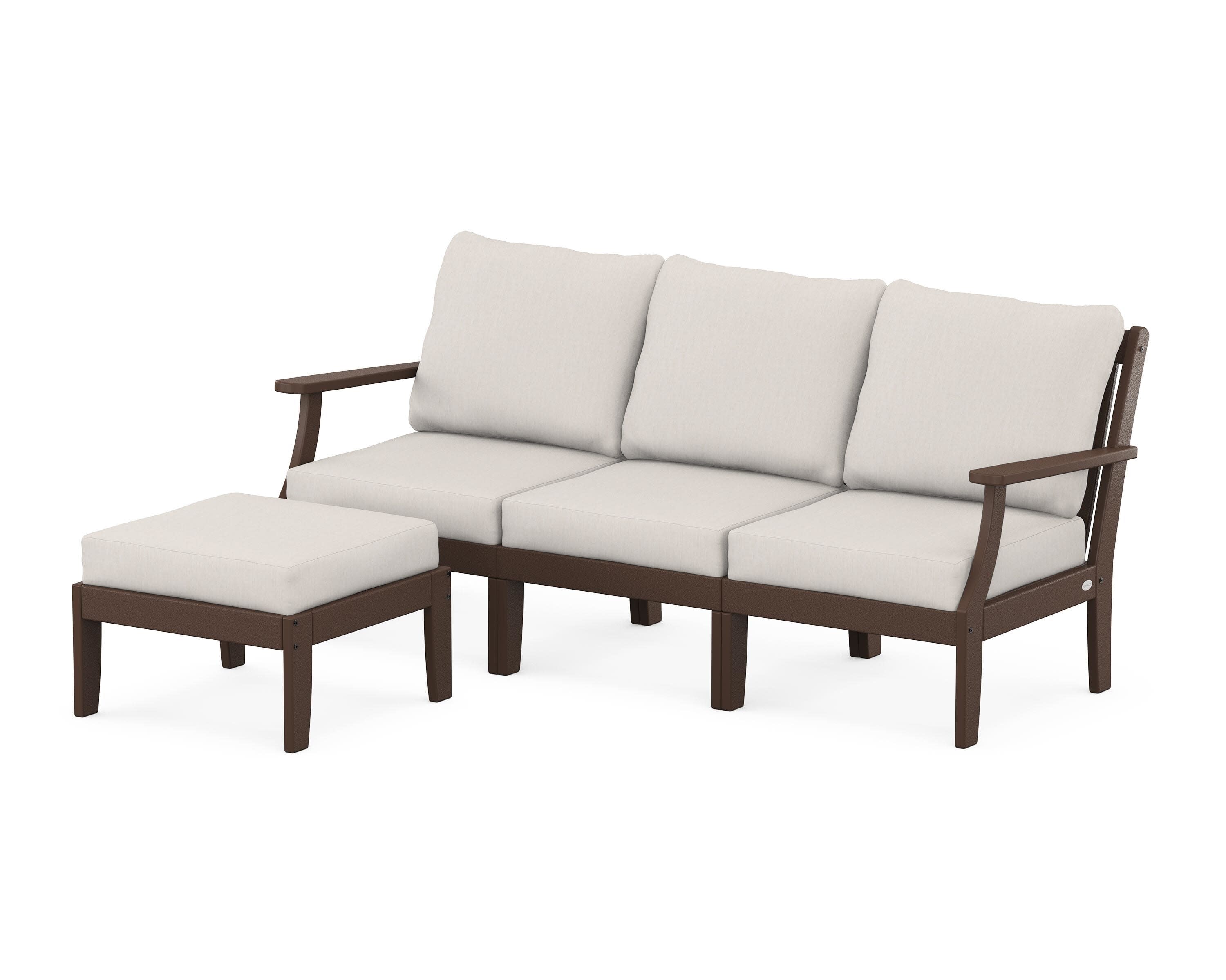 Braxton Modular 4-Piece Deep Seating Set with Ottoman in Mahogany / Cast Ash