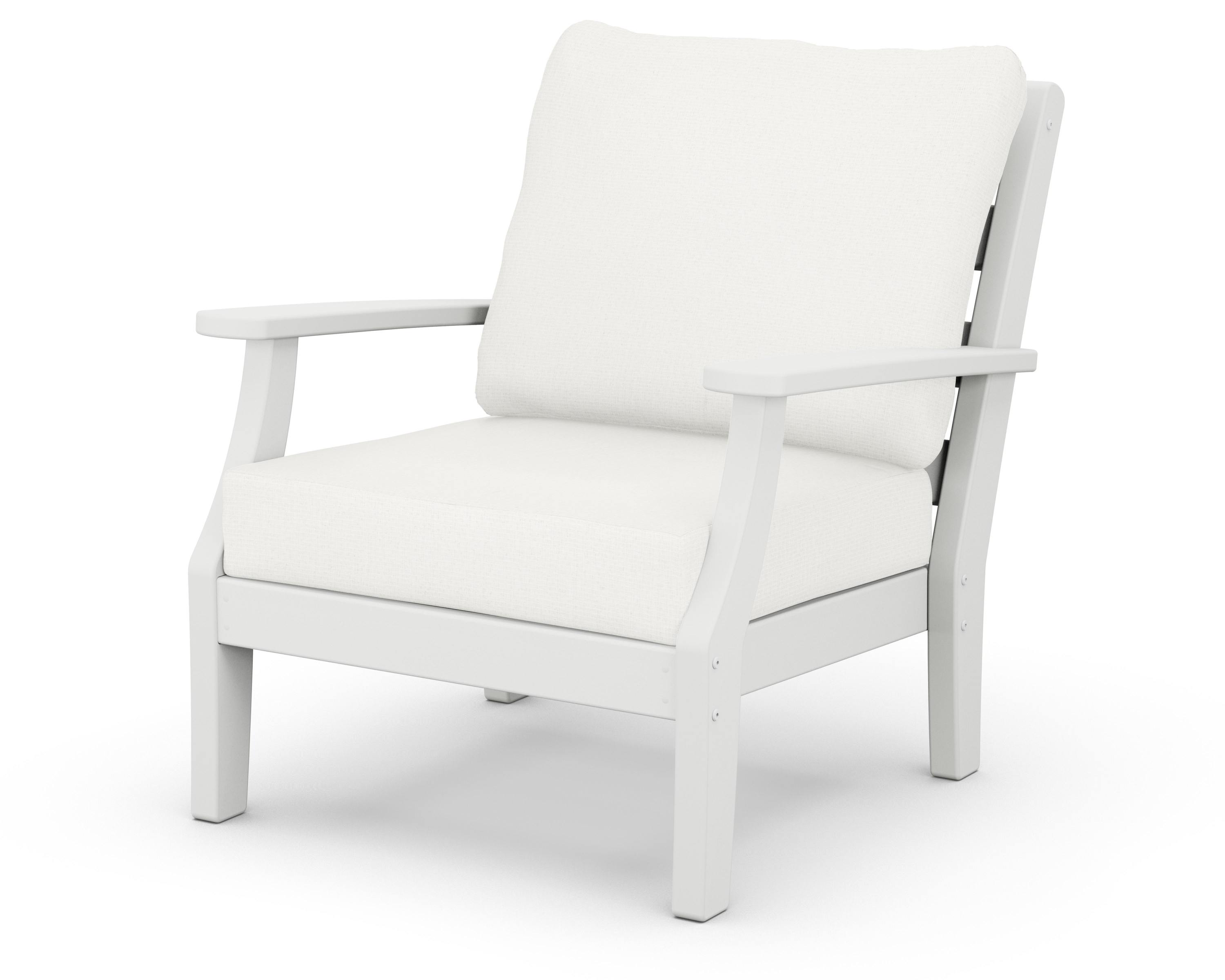 Chesapeake Deep Seating Chair in White / Natural Linen