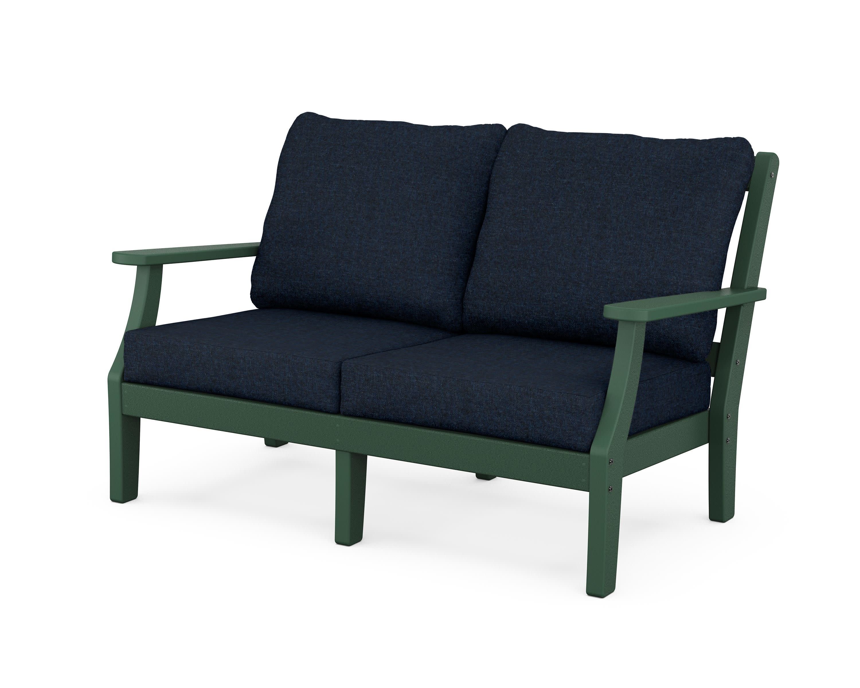 Chinoiserie Deep Seating Loveseat in Green / Marine Indigo