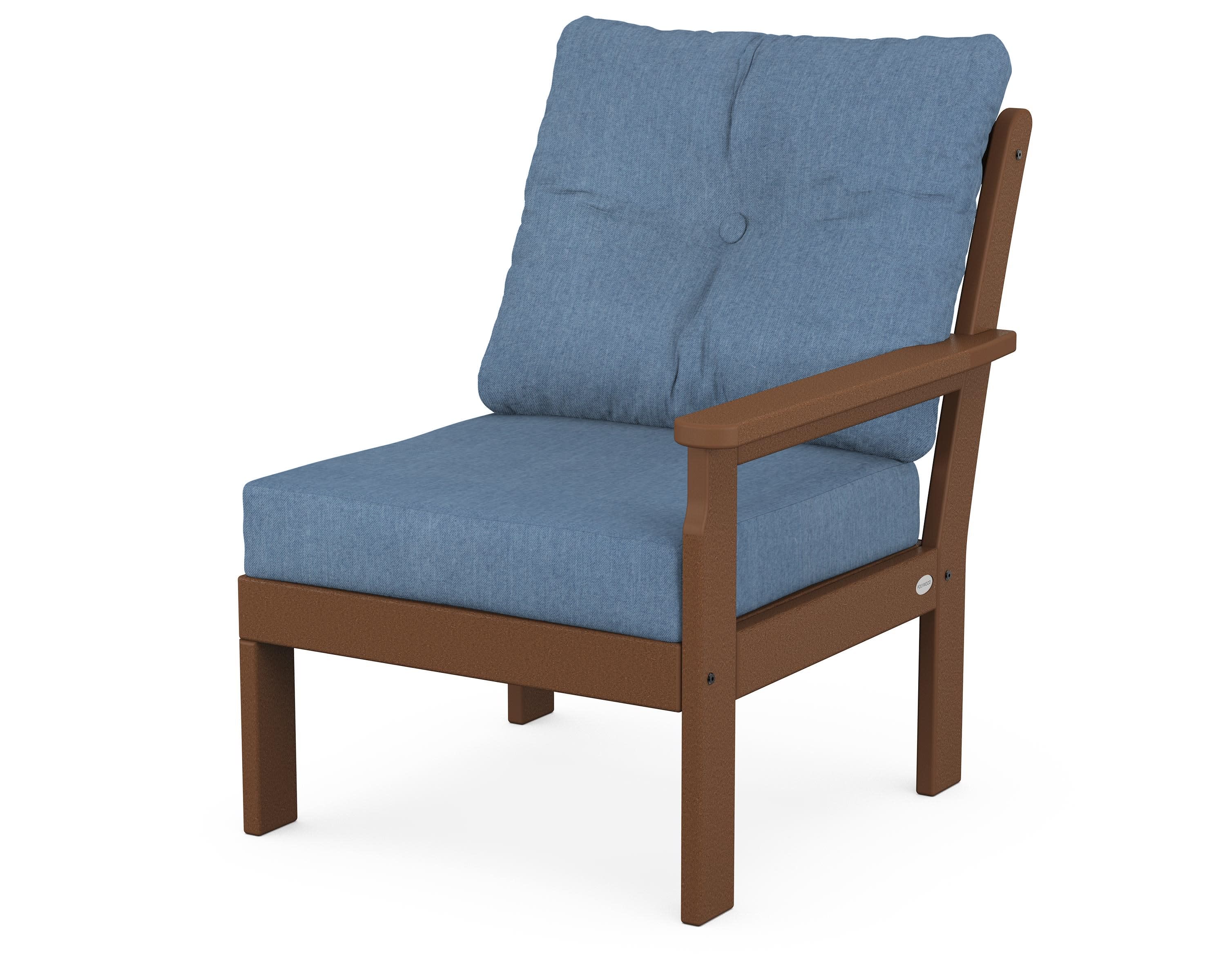Vineyard Modular Right Arm Chair in Teak / Sky Blue