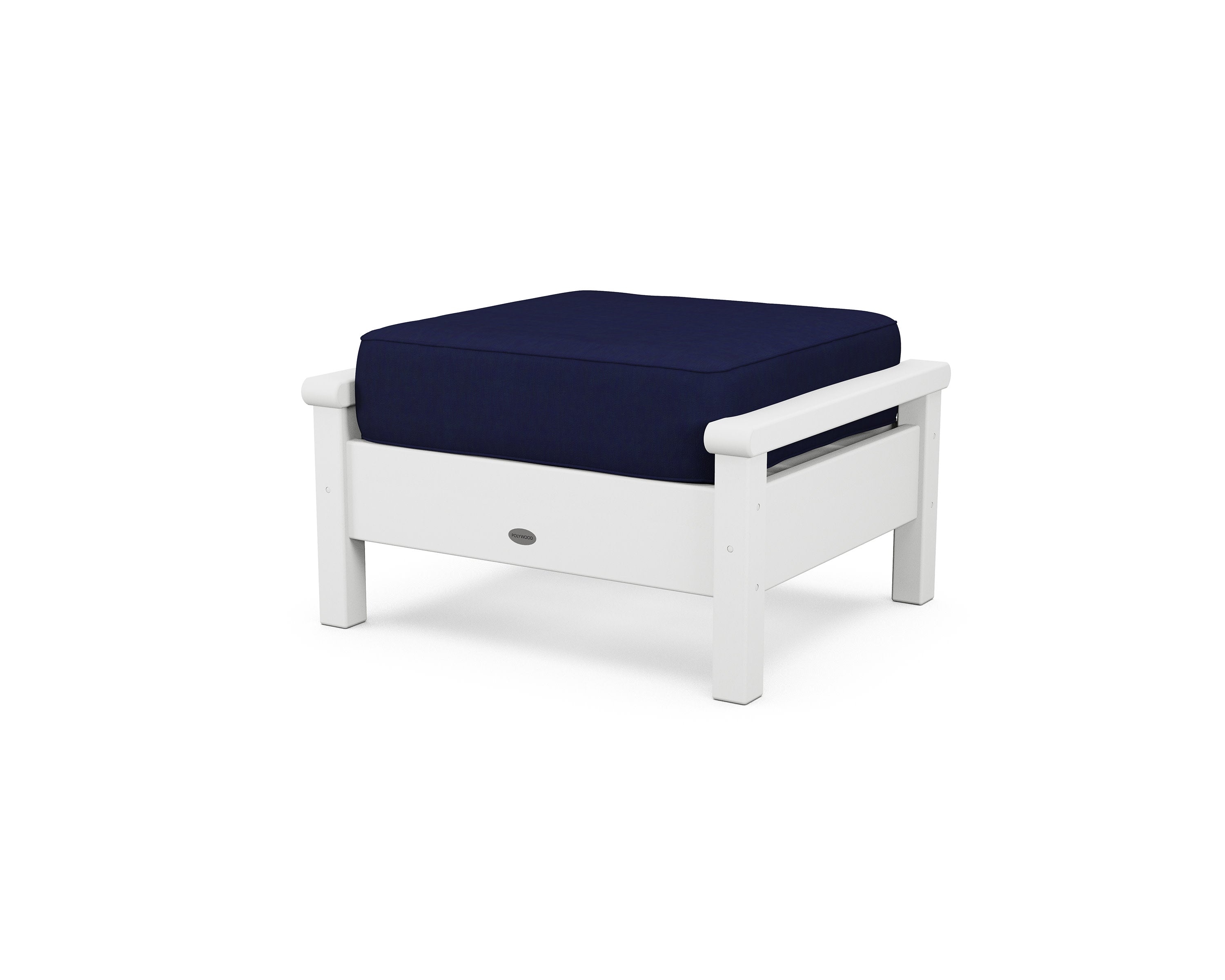 Harbour Deep Seating Ottoman in White / Navy