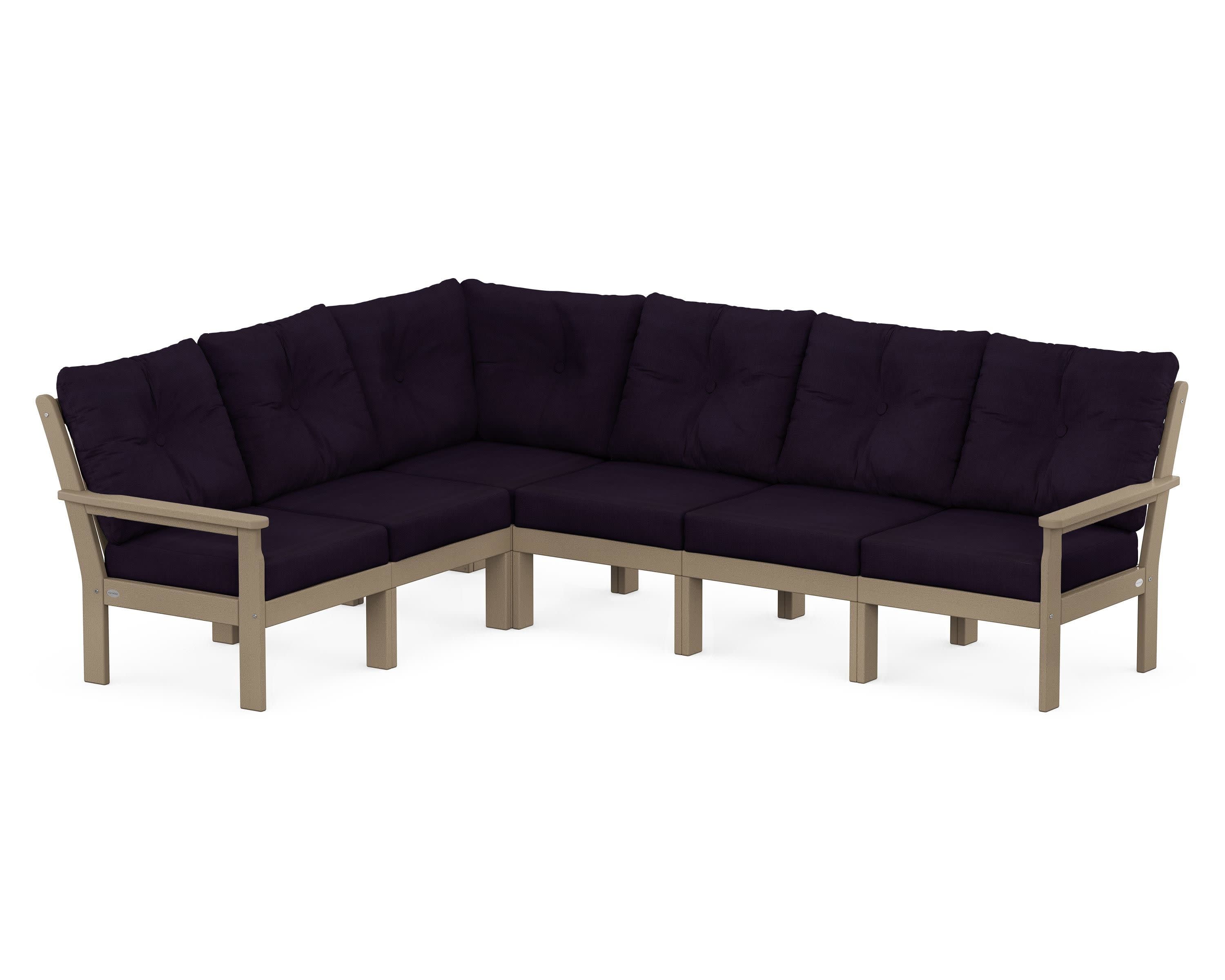 Vineyard 6-Piece Sectional in Vintage Sahara / Navy Linen