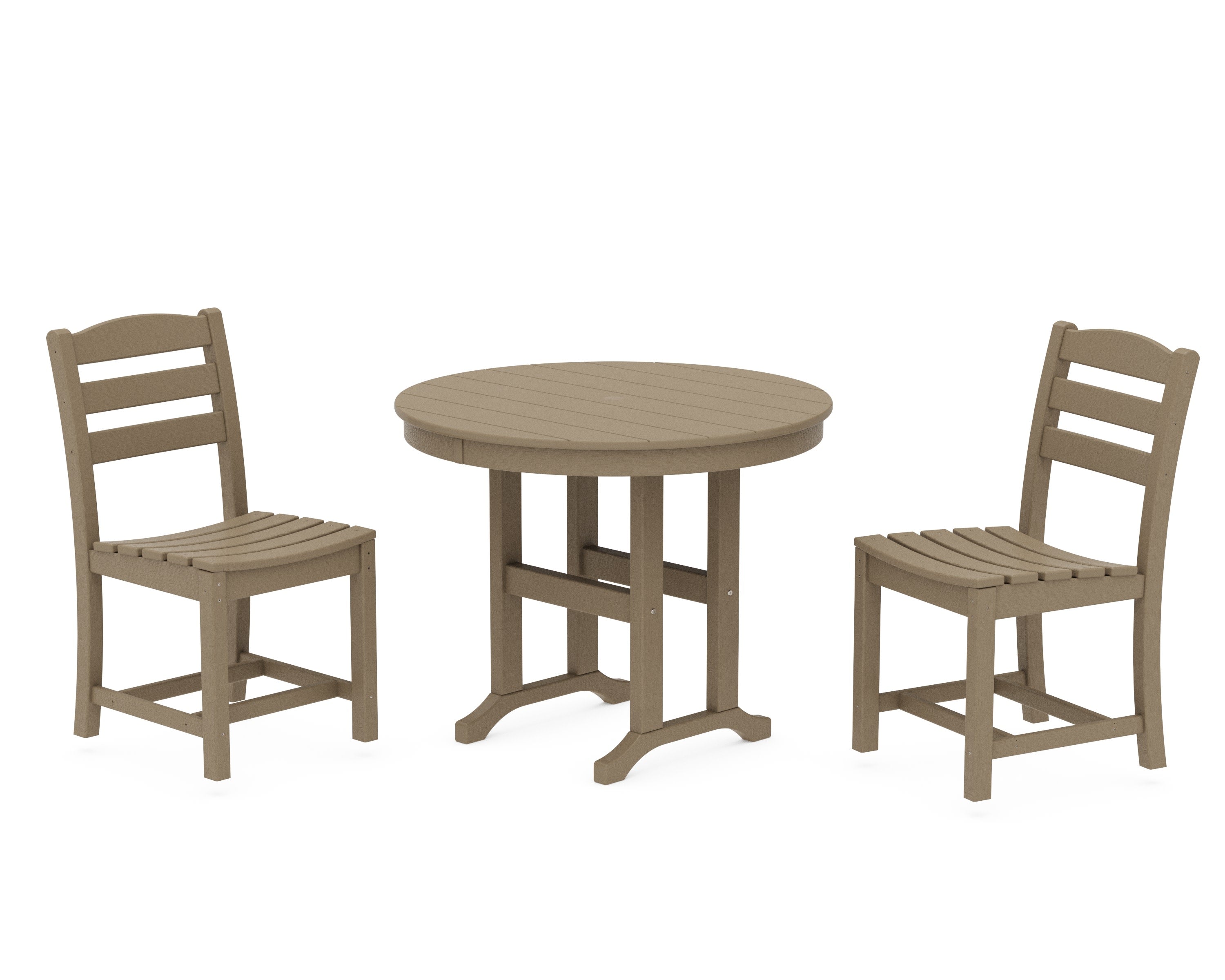 La Casa Caf Side Chair 3-Piece Round Dining Set in Vintage Sahara