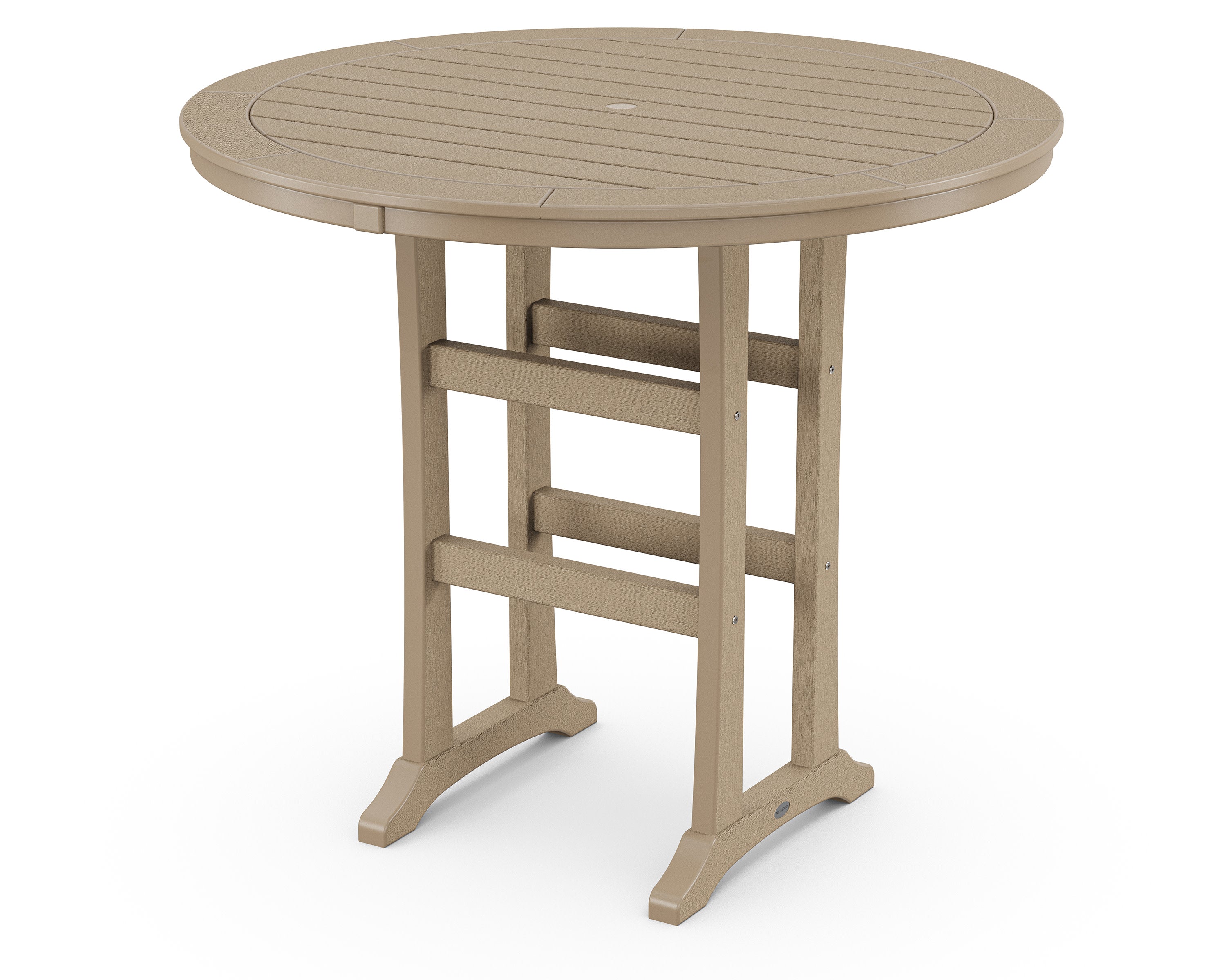 Nautical Trestle 48" Round Bar Table in Vintage Sahara
