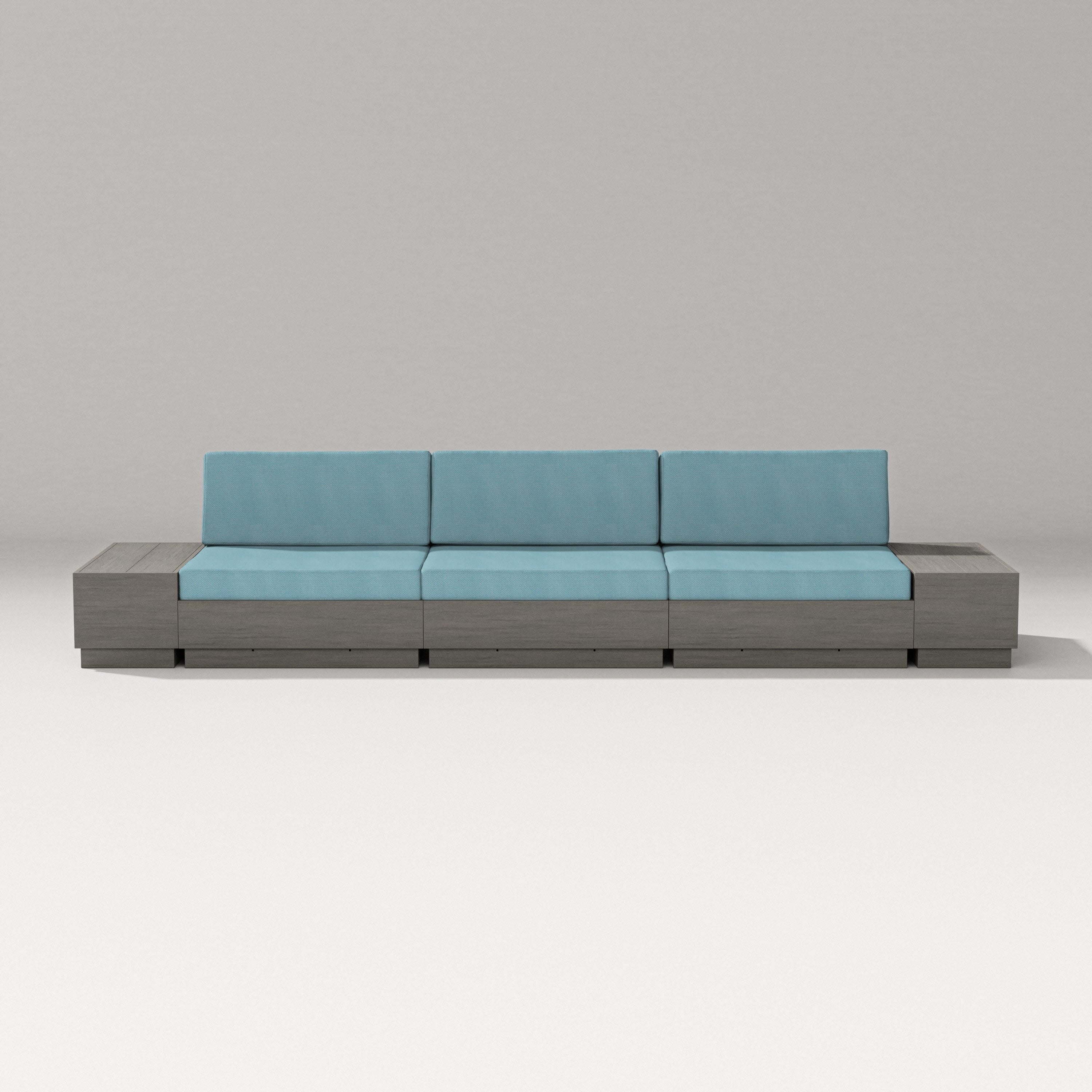 Elevate Straight Sectional in Driftwood / Lattice Sky Blue