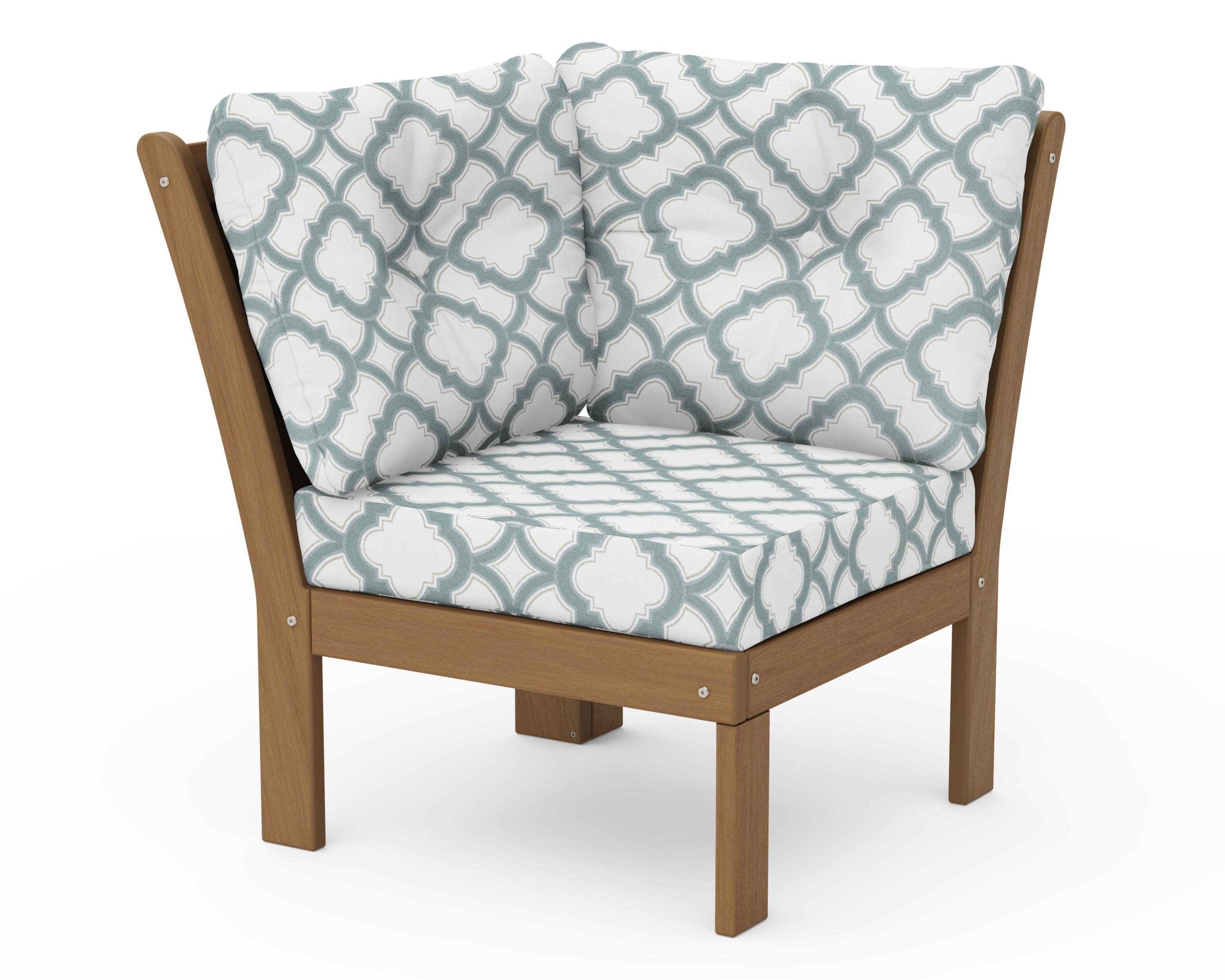 Vineyard Modular Corner Chair in Natural / Trellis Glacier Spa
