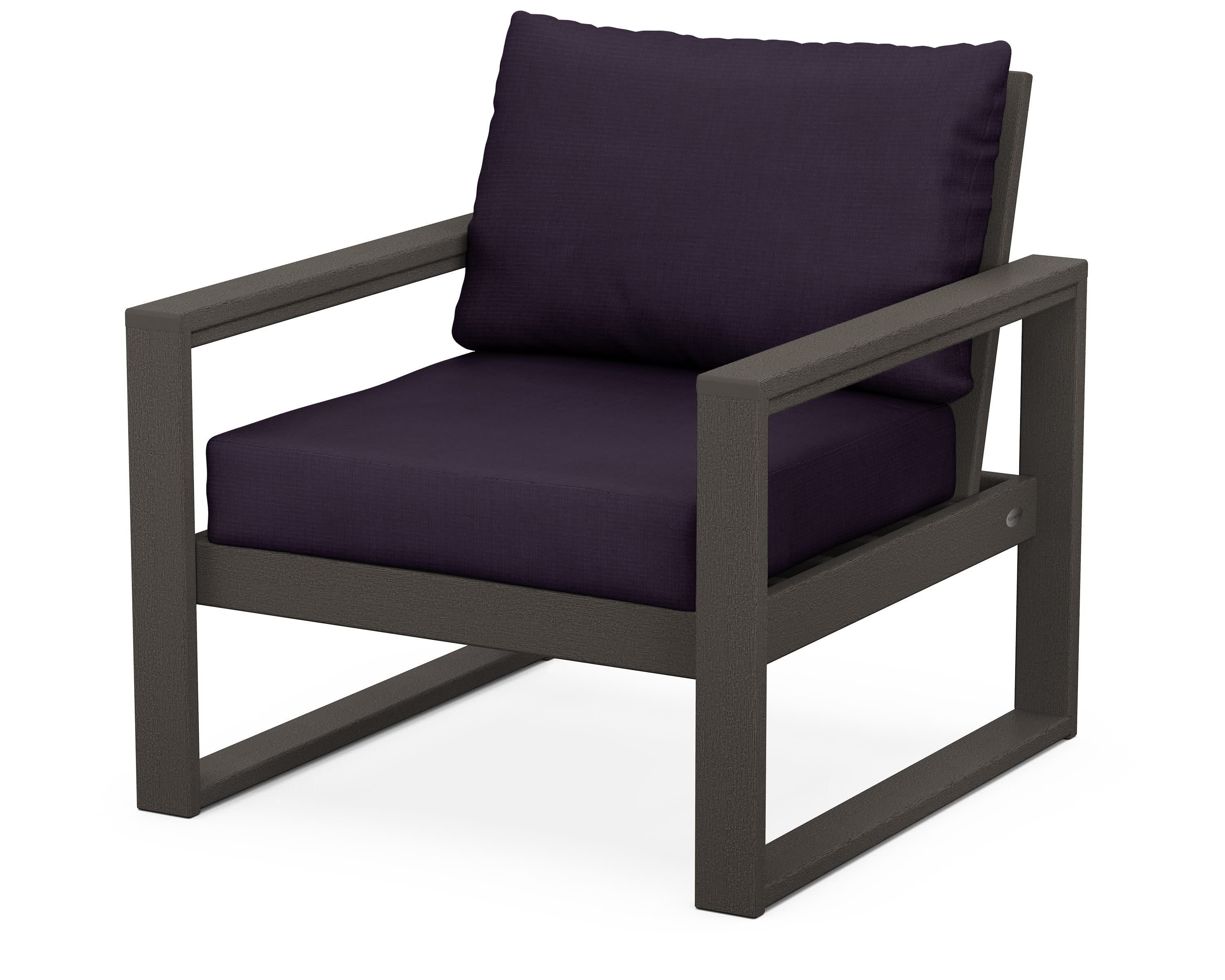 EDGE Club Chair in Vintage Coffee / Navy Linen