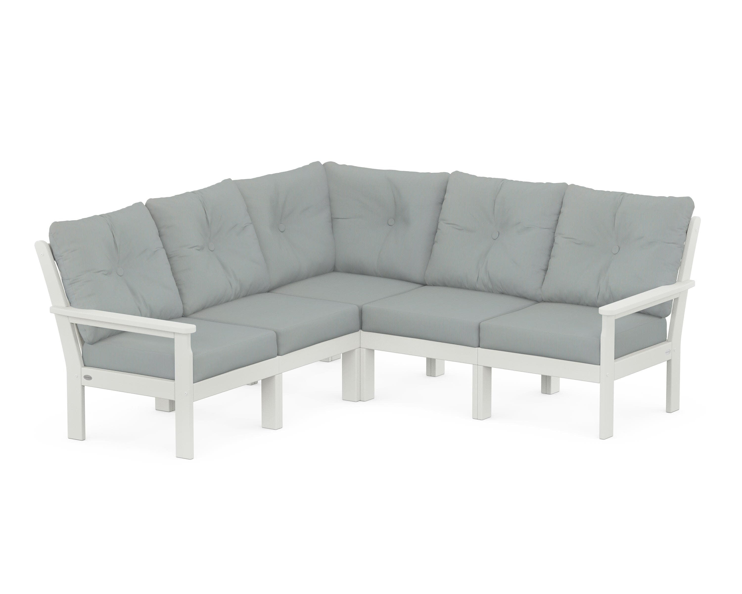 Vineyard 5-Piece Sectional in Vintage White / Spa