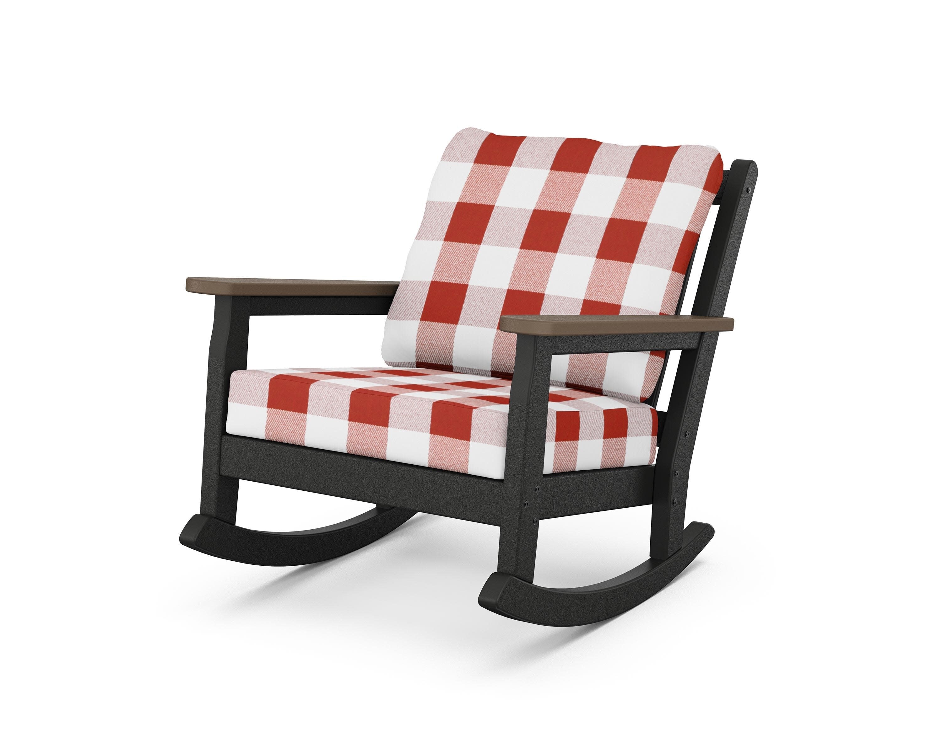Chippendale Deep Seating Rocking Chair in Black / Kona / Buffalo Plaid Crimson