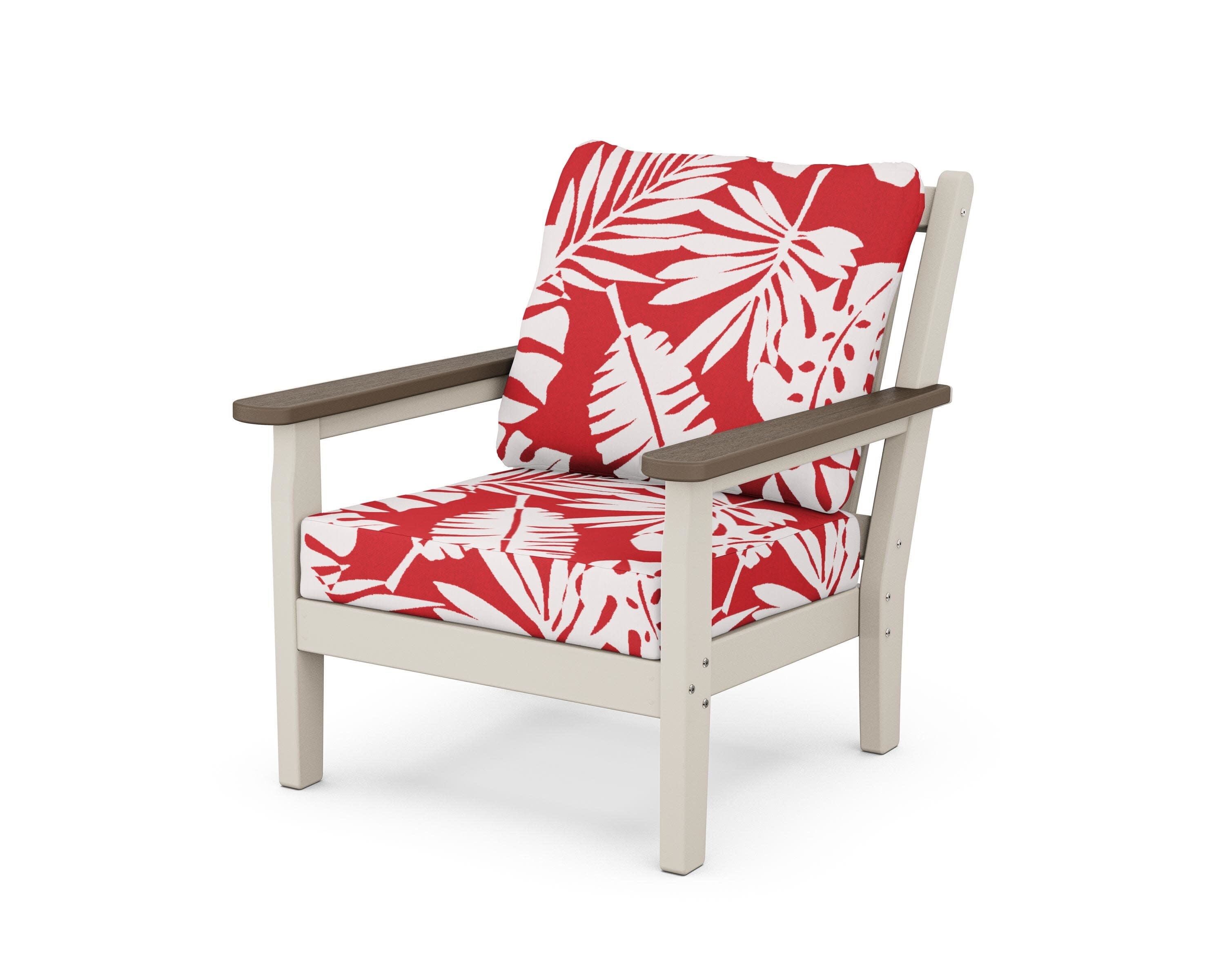Chippendale Deep Seating Chair in Sand / Kona / Leaf Crimson