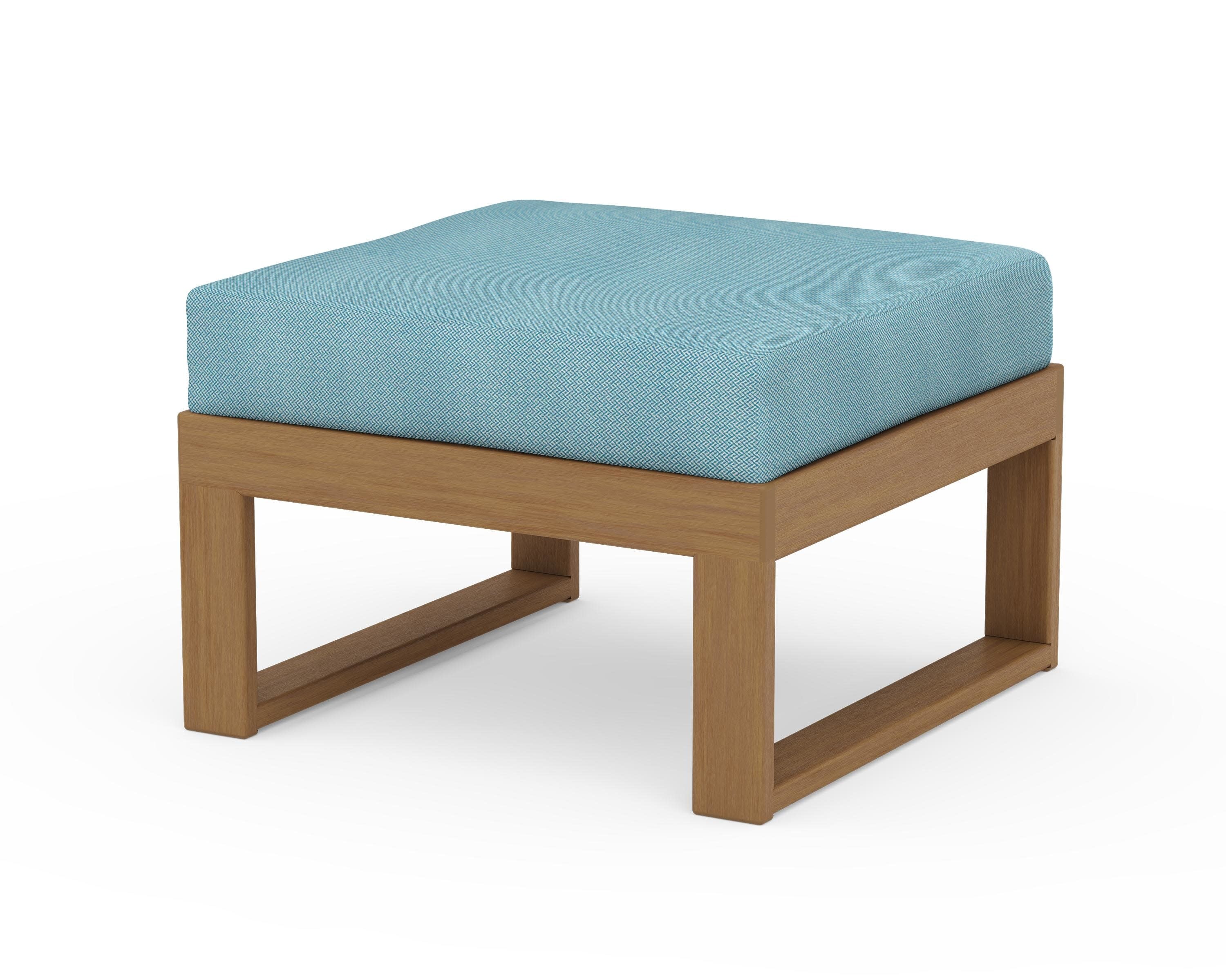 Modular Ottoman - Modern in Natural / Lattice Sky Blue