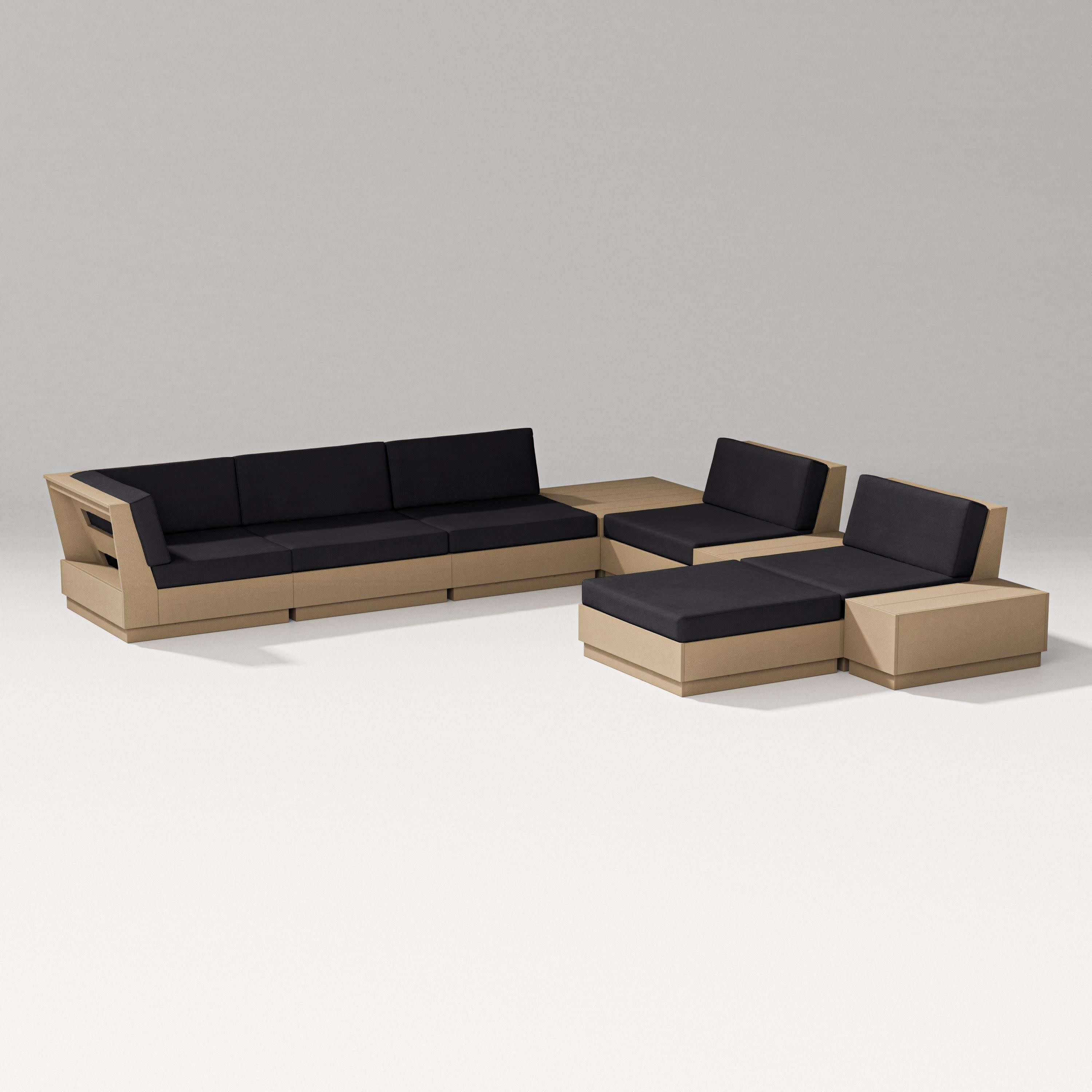 Elevate 9-Piece Conversation Sectional in Vintage Sahara / Midnight Linen