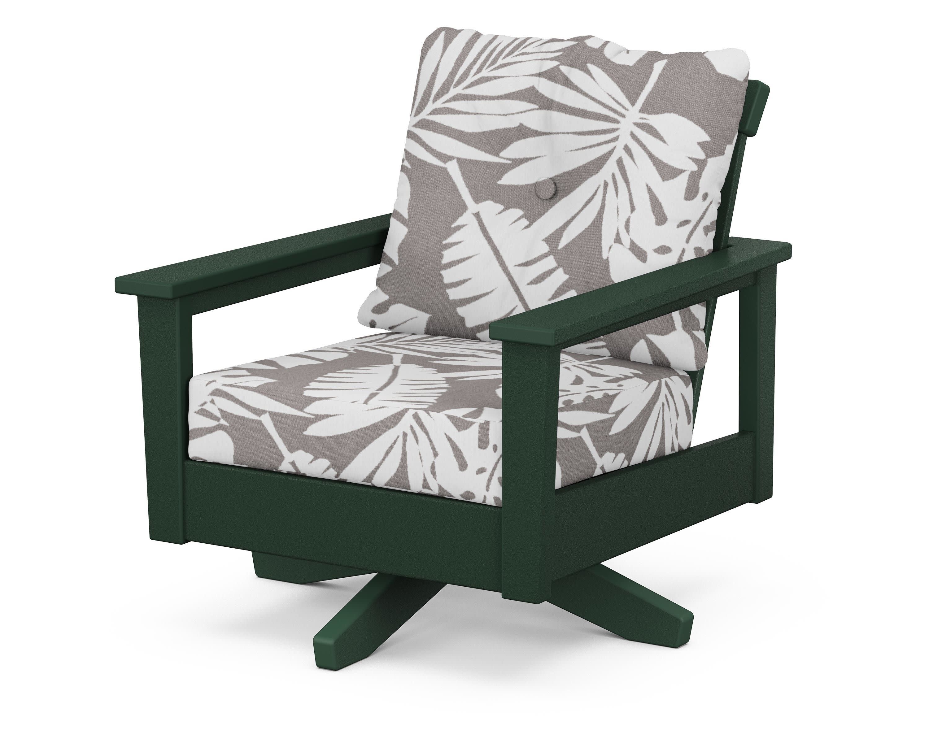 Prescott Deep Seating Swivel Chair in Green / Leaf Grey Mist