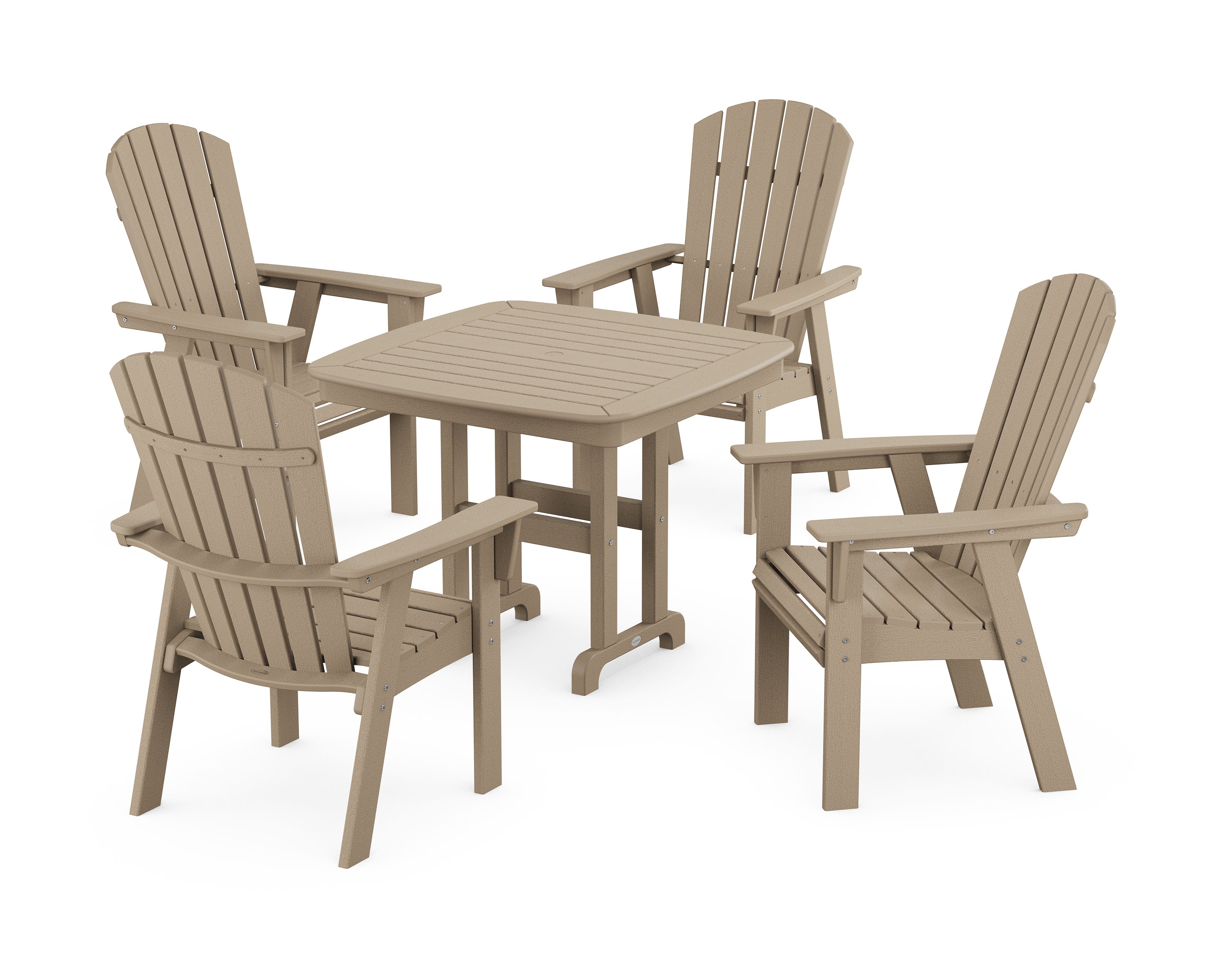 Nautical Curveback Adirondack 5-Piece Dining Set in Vintage Sahara