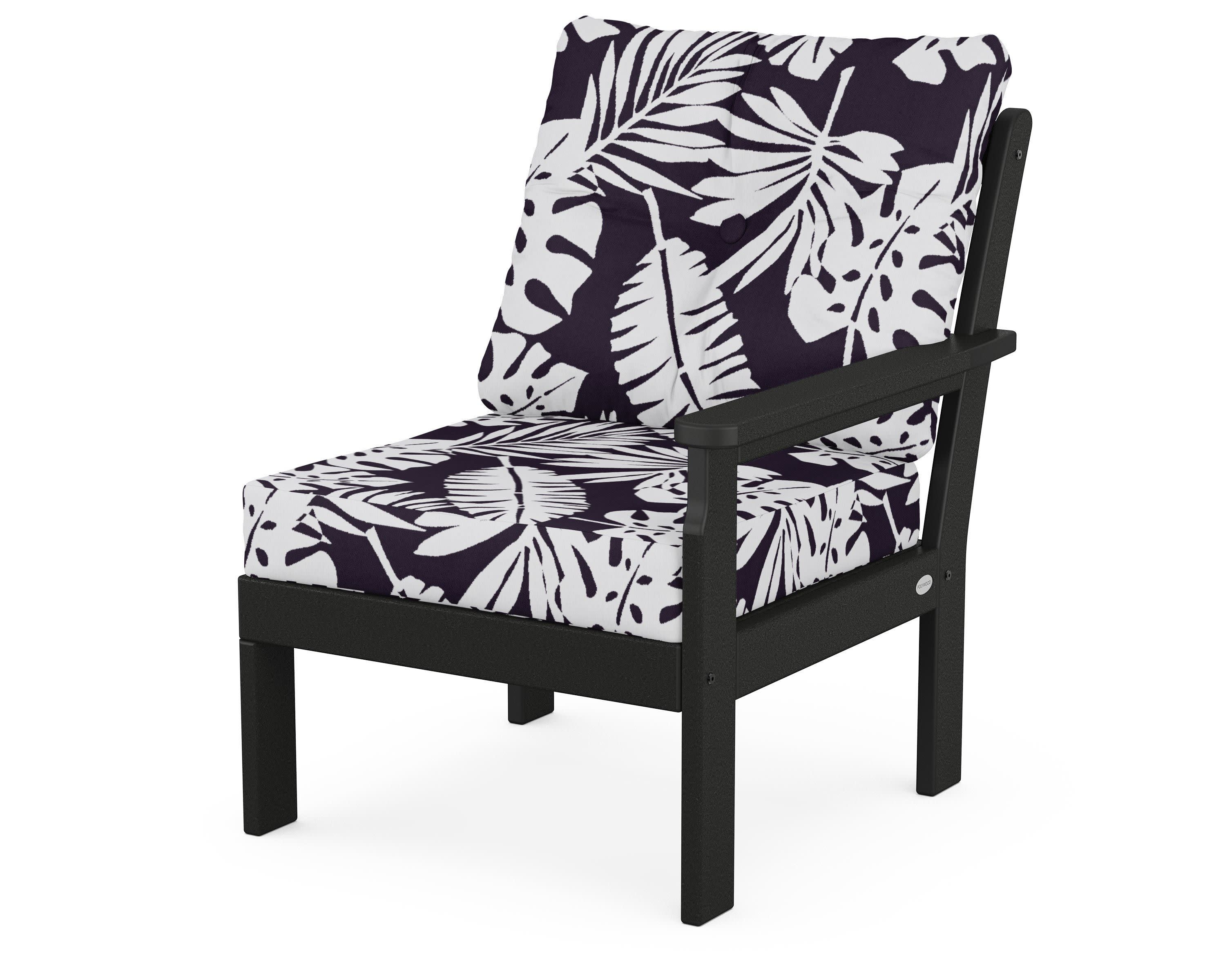 Vineyard Modular Right Arm Chair in Black / Leaf Navy