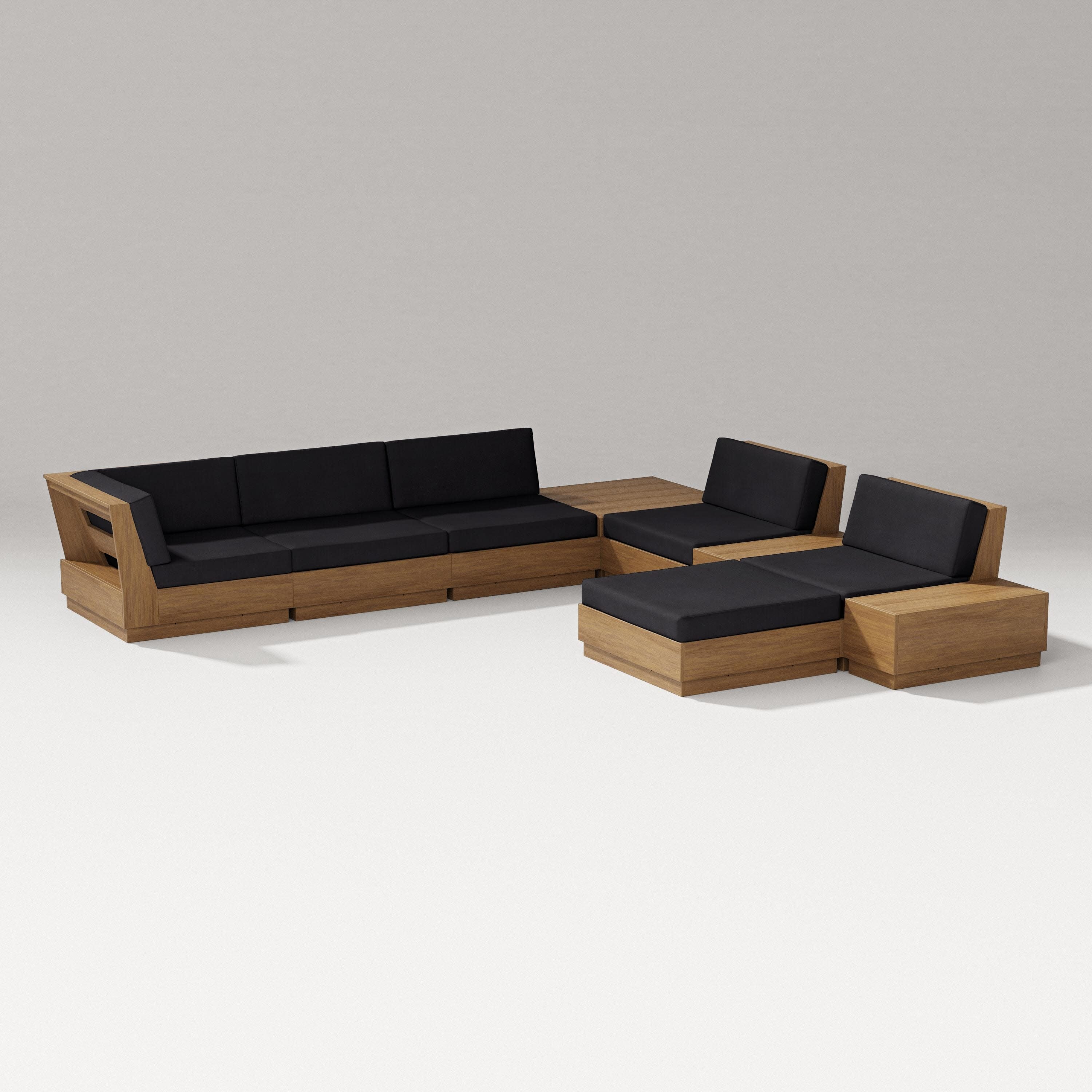 Elevate 9-Piece Conversation Sectional in Natural / Midnight Linen