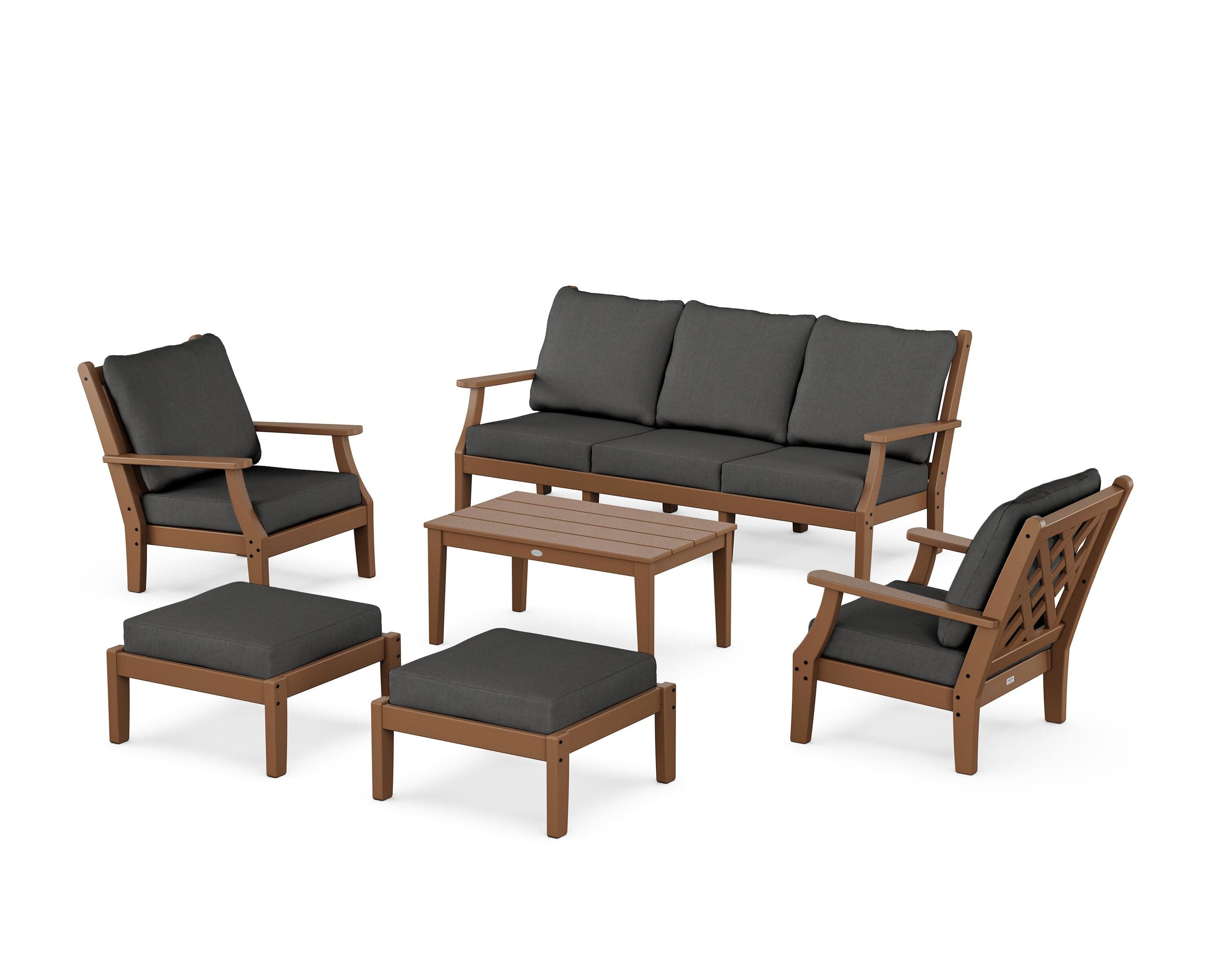 Wovendale 6-Piece Lounge Sofa Set in Teak / Spectrum Carbon