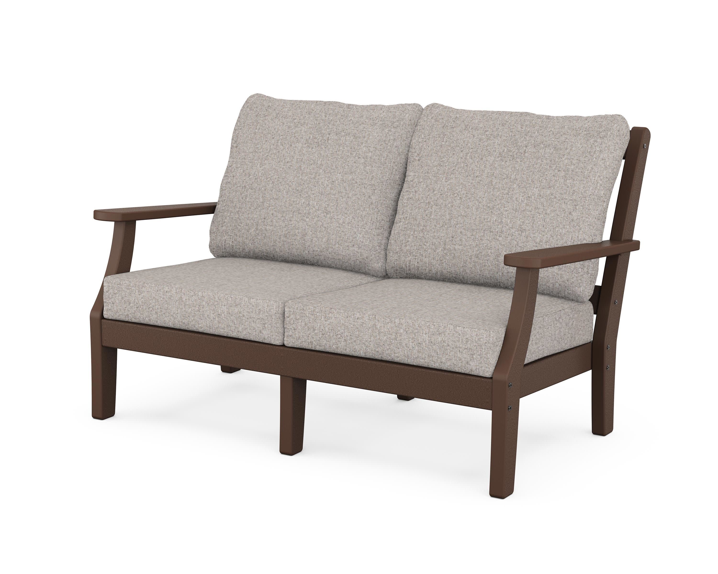 Chinoiserie Deep Seating Loveseat in Mahogany / Weathered Tweed