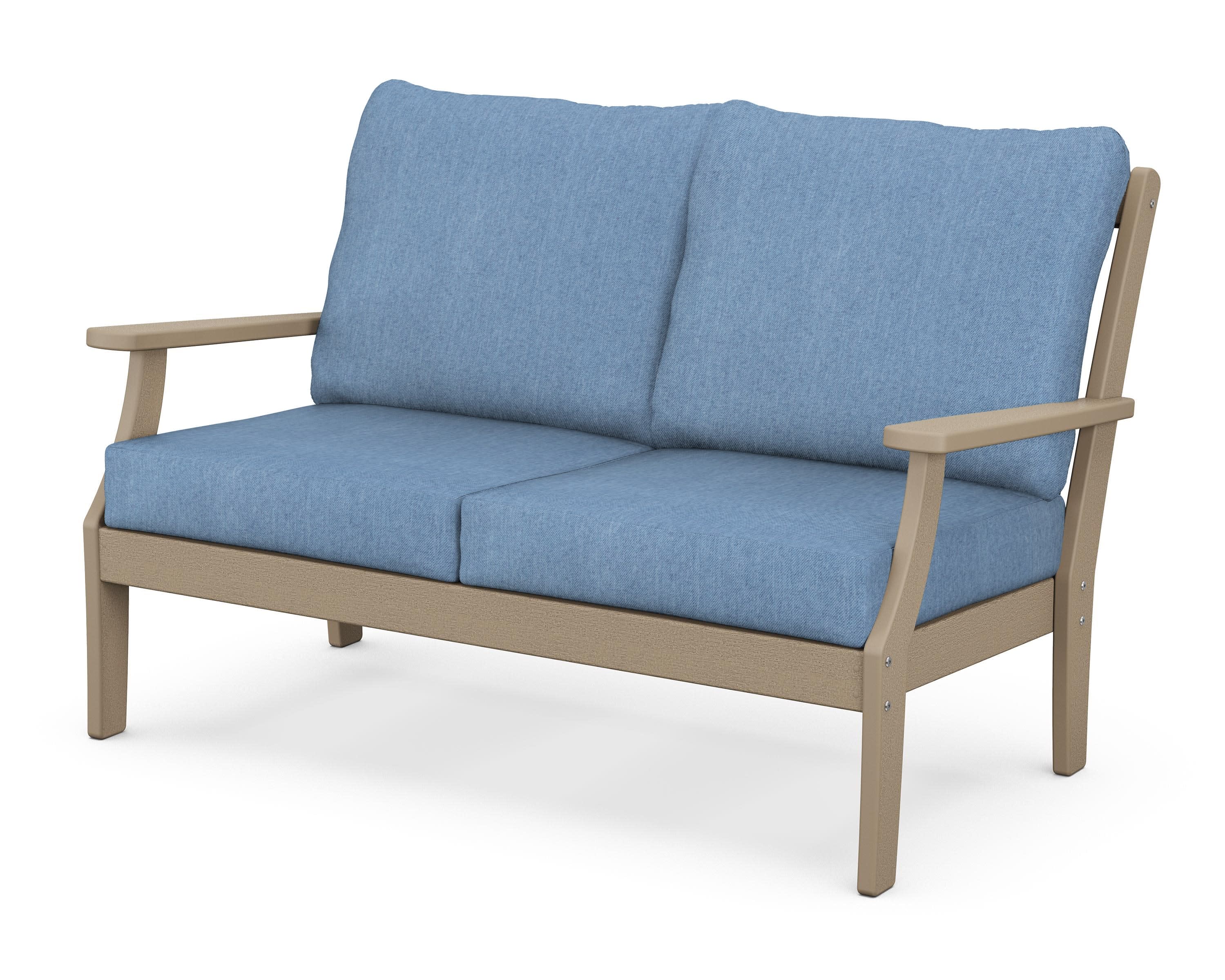 Braxton Deep Seating Loveseat in Vintage Sahara / Sky Blue
