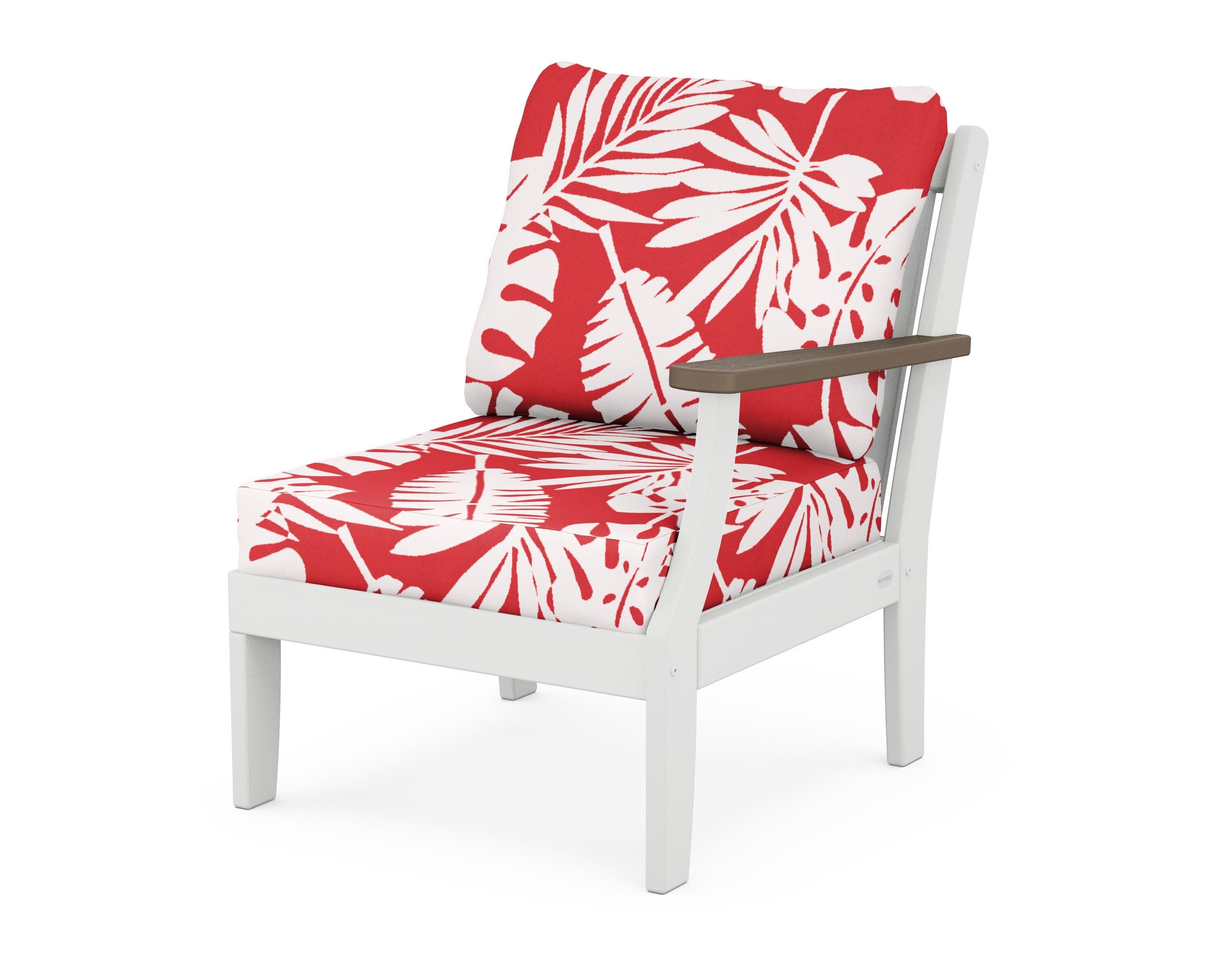 Braxton Modular Right Arm Chair in White / Kona / Leaf Crimson
