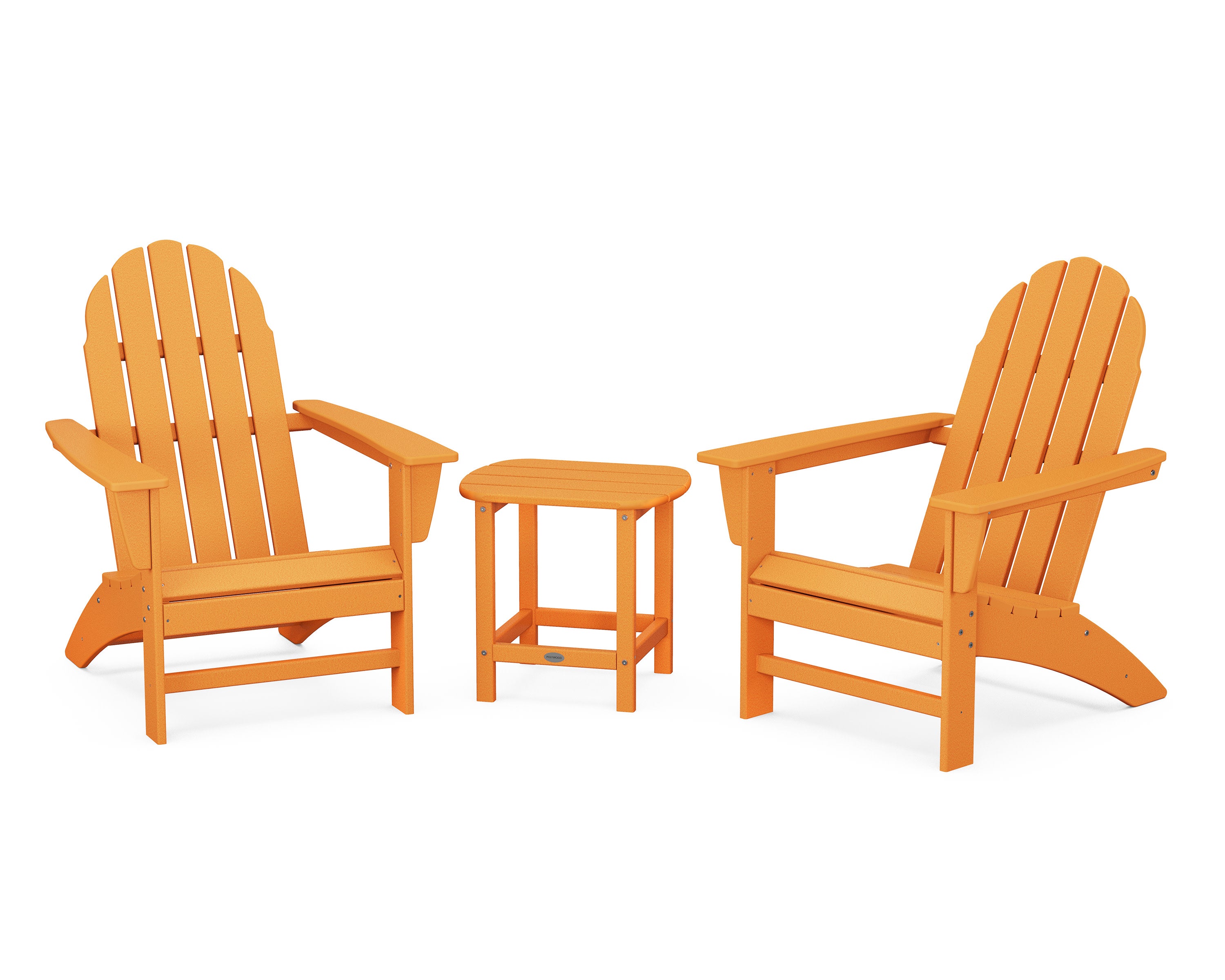 Vineyard 3-Piece Adirondack Set with South Beach 18" Side Table in Tangerine