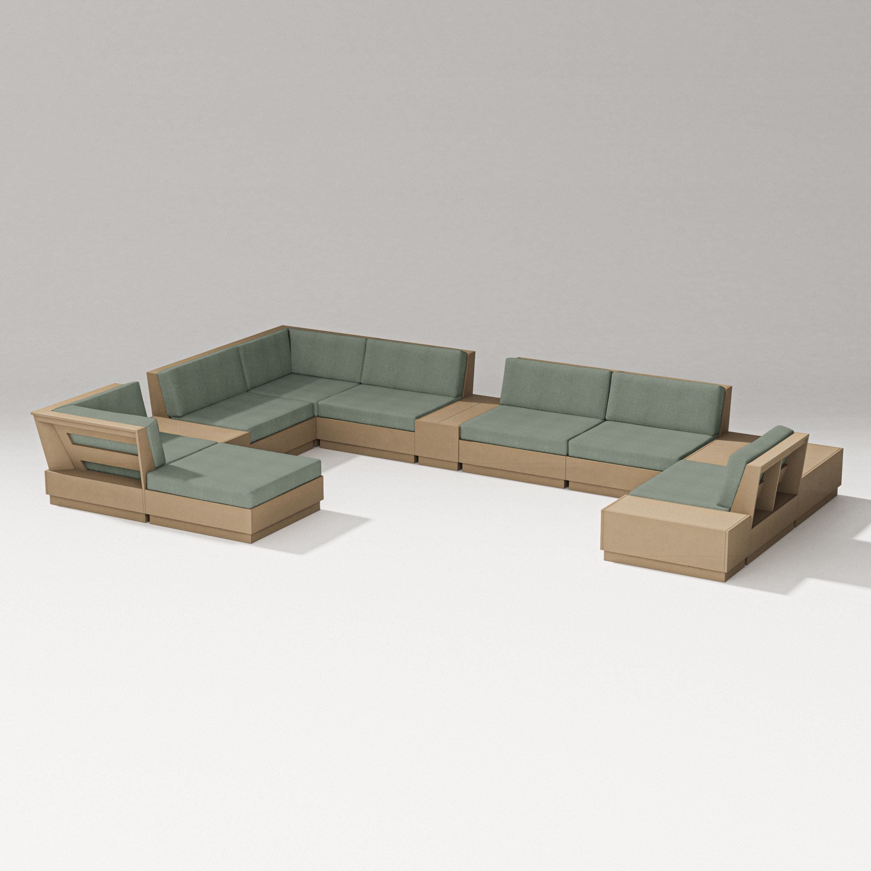 Elevate 12-Piece Conversation Sectional Set in Vintage Sahara / Cast Sage