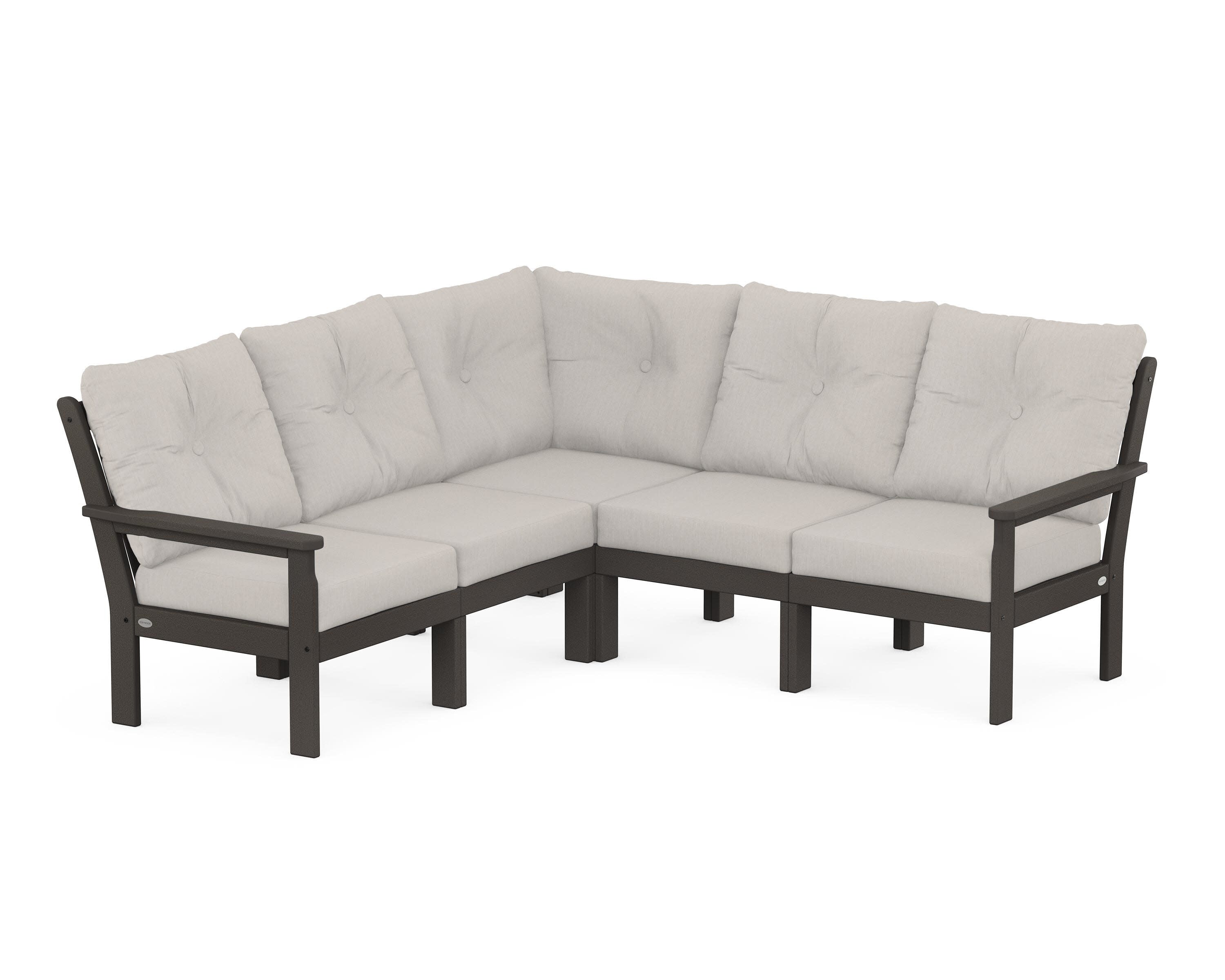 Vineyard 5-Piece Sectional in Vintage Coffee / Cast Ash