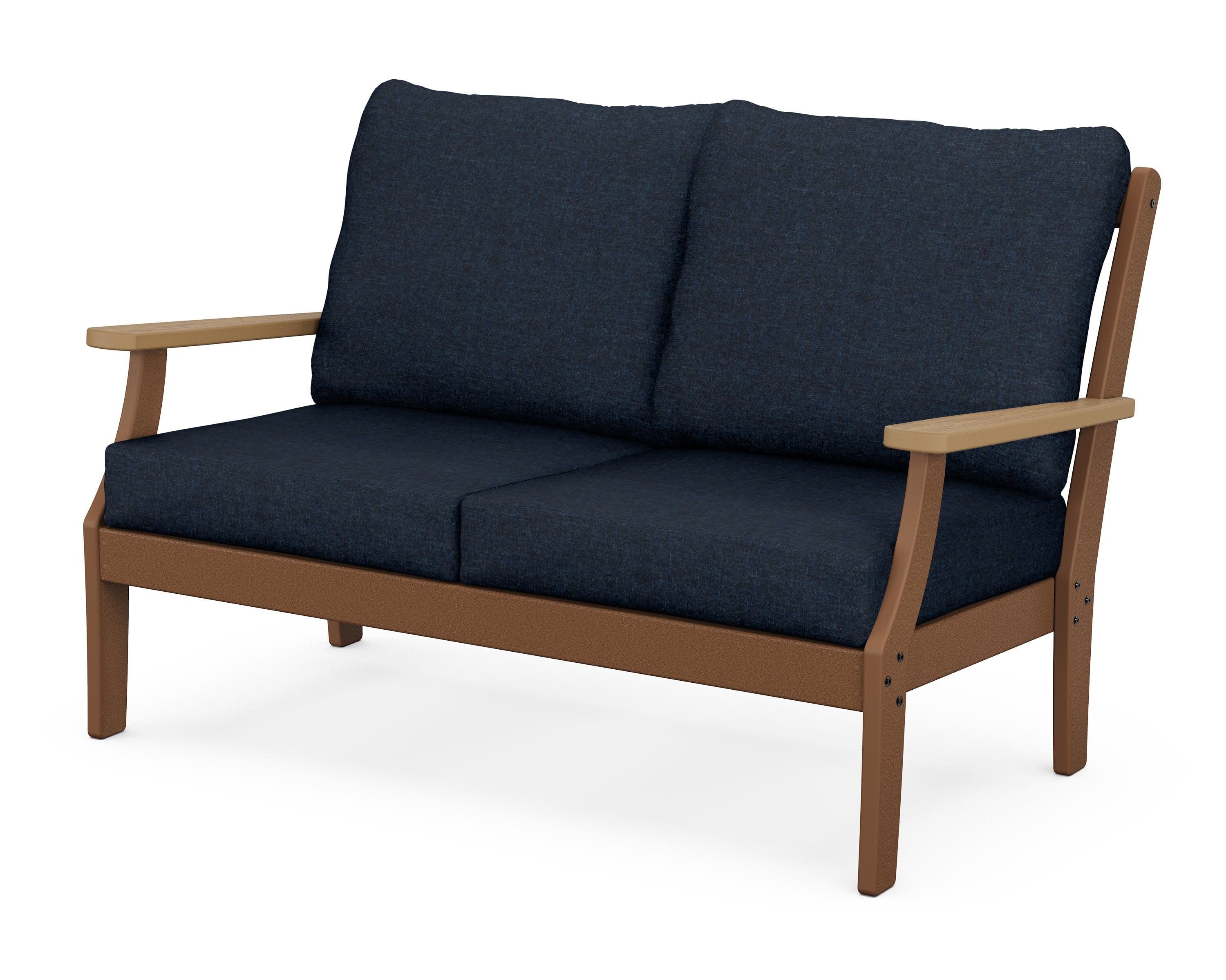 Braxton Deep Seating Loveseat in Teak / Natural / Marine Indigo
