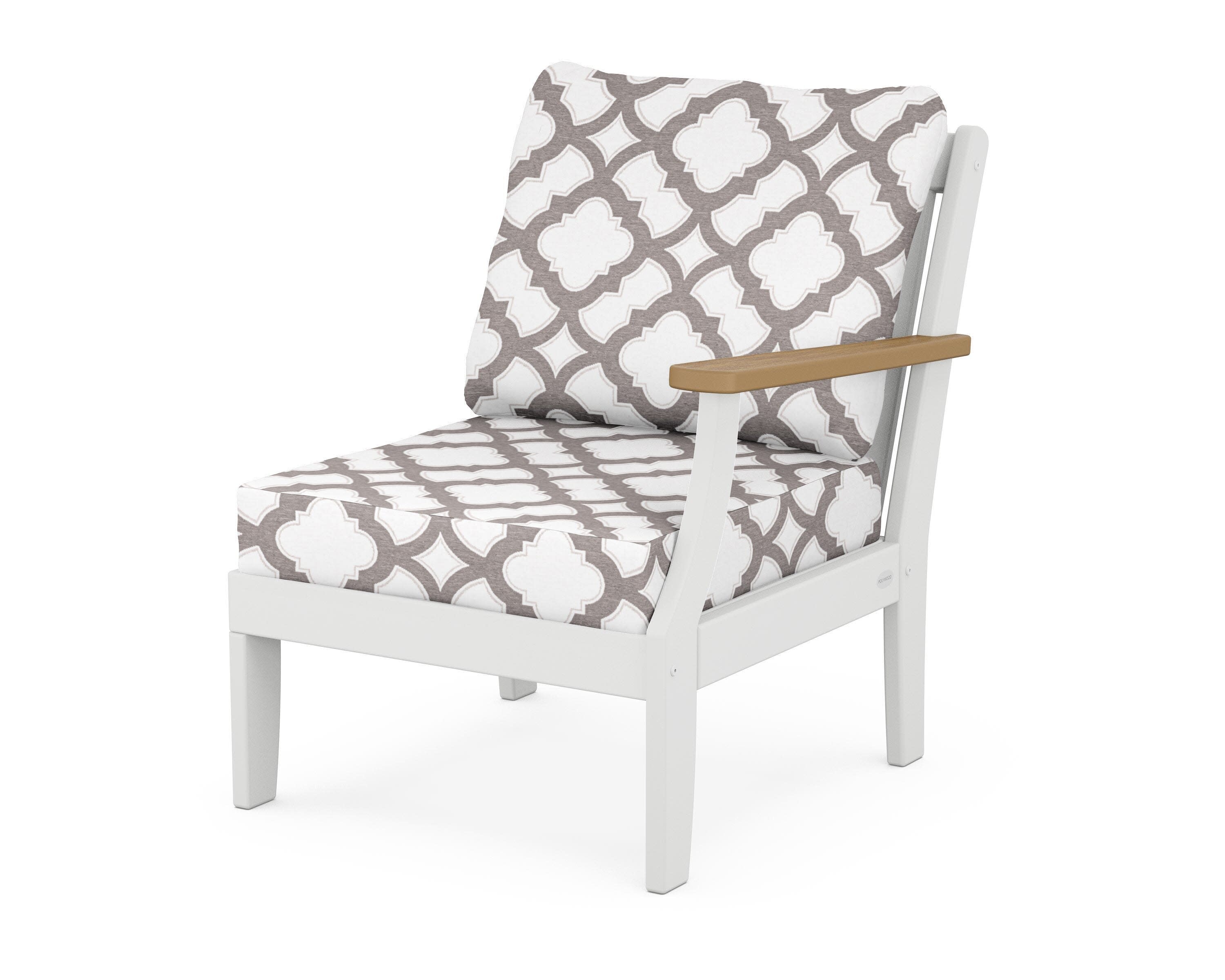 Braxton Modular Right Arm Chair in White / Natural / Trellis Grey Mist