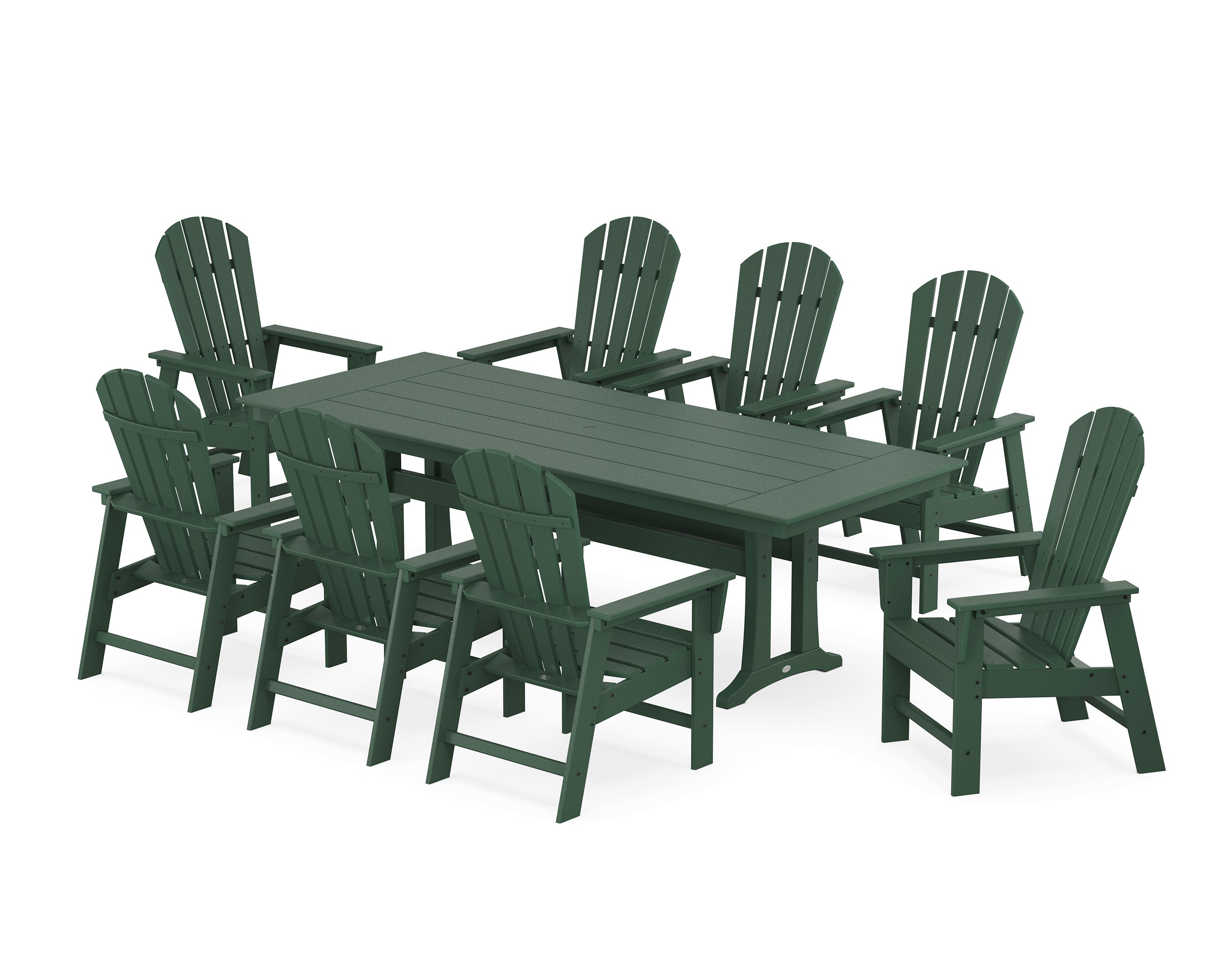 South Beach 9-Piece Farmhouse Dining Set with Trestle Legs in Green