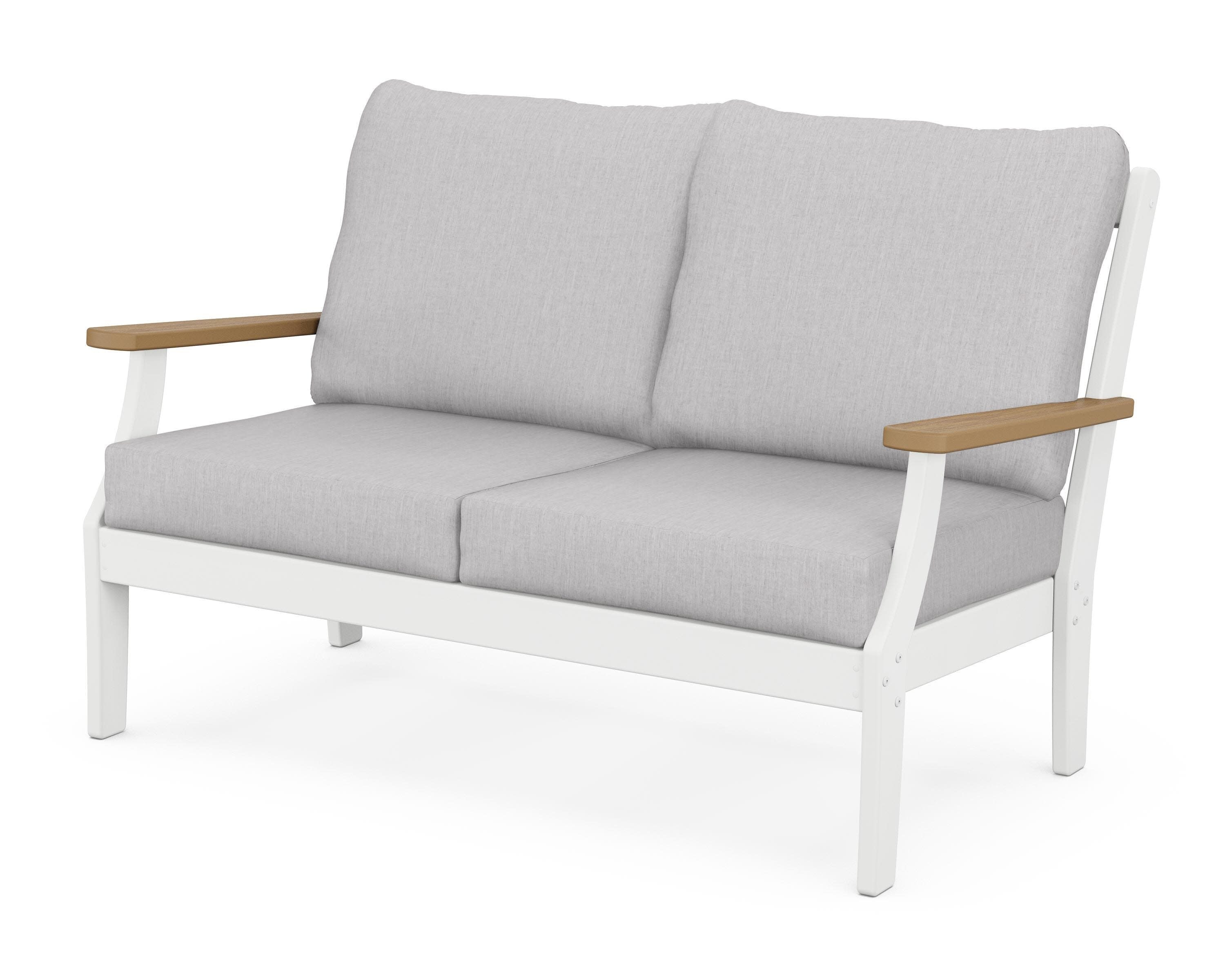 Braxton Deep Seating Loveseat in White / Natural / Granite