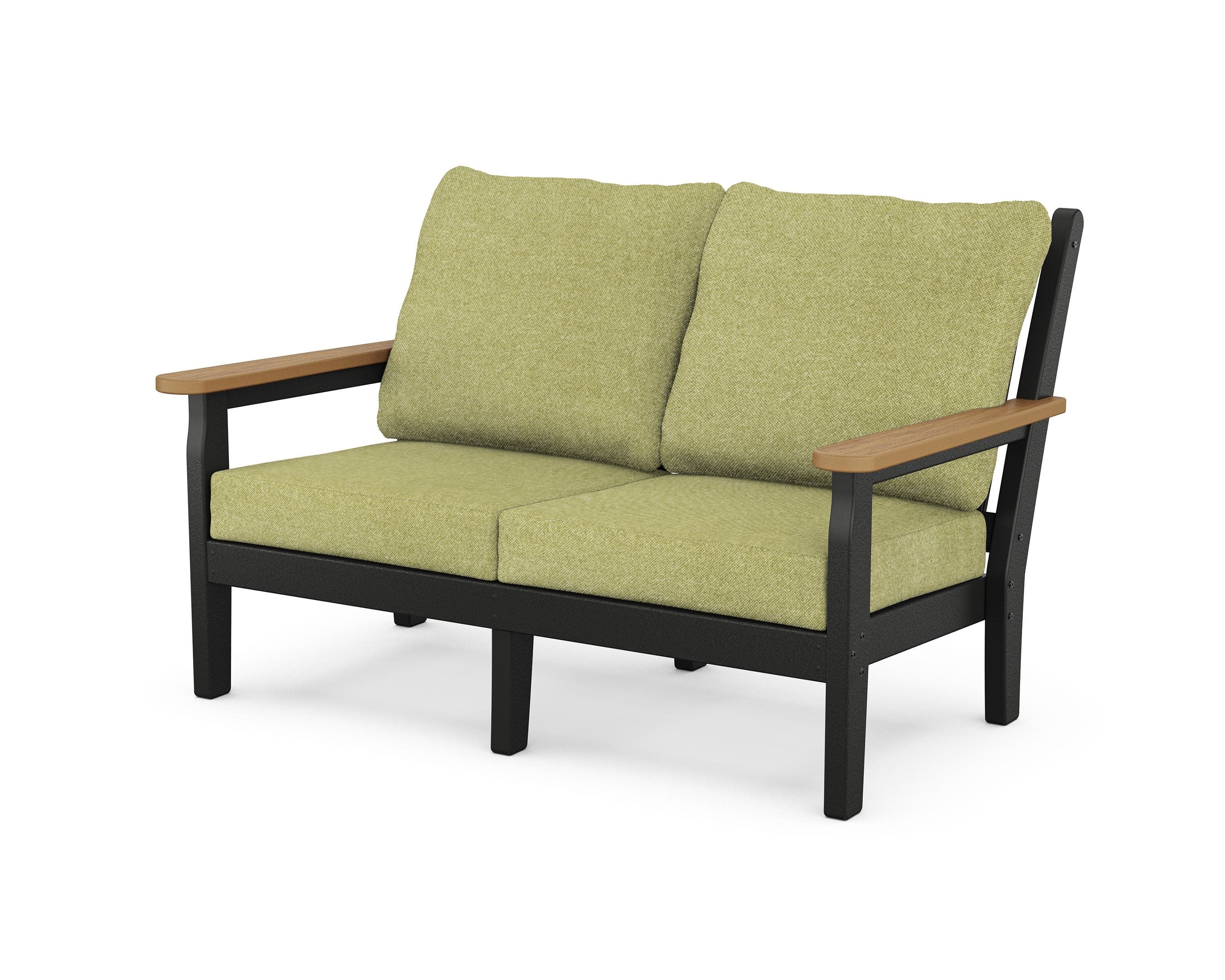 Chippendale Deep Seating Loveseat in Black / Natural / Chartreuse Boucle