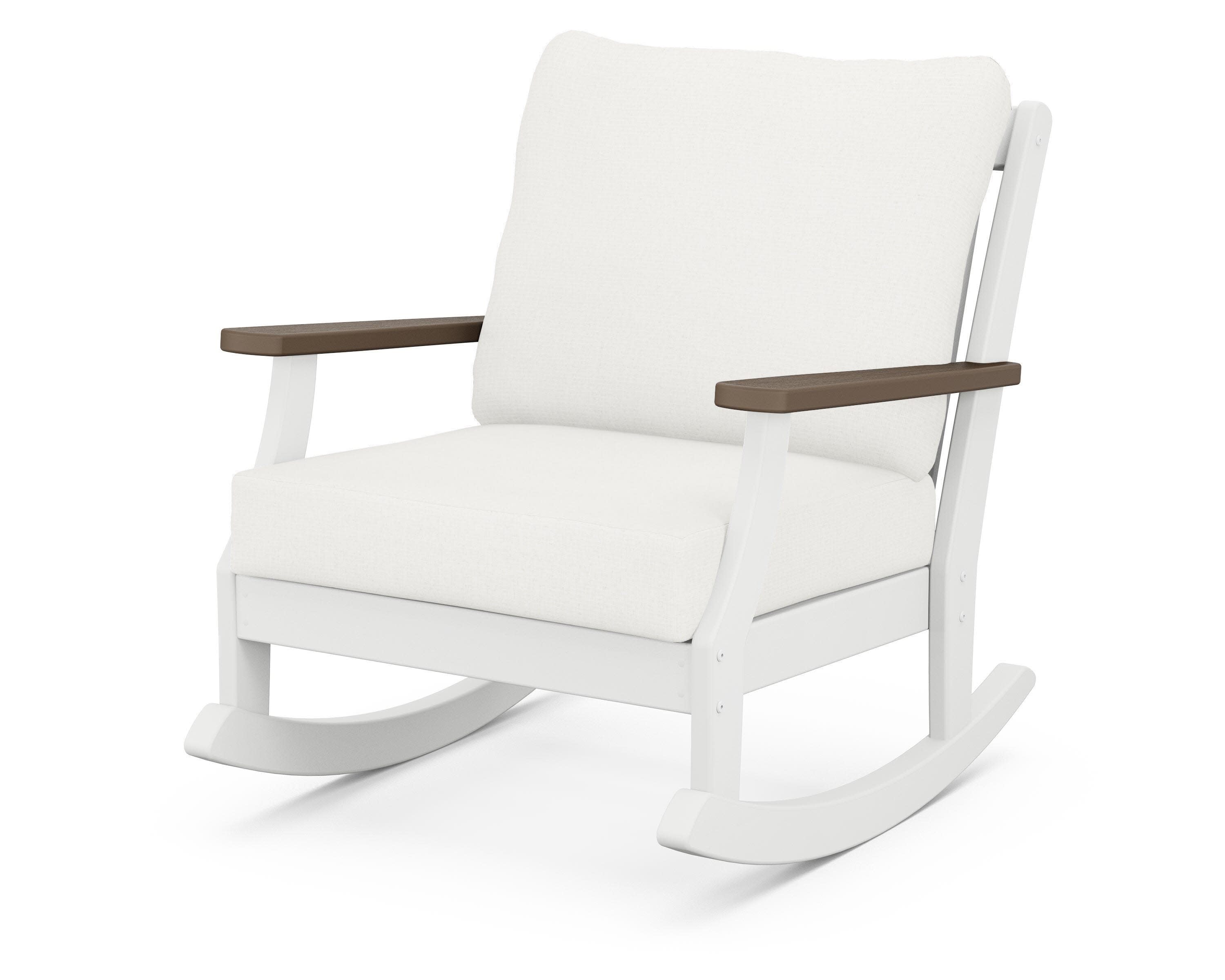 Braxton Deep Seating Rocking Chair in White / Kona / Natural Linen