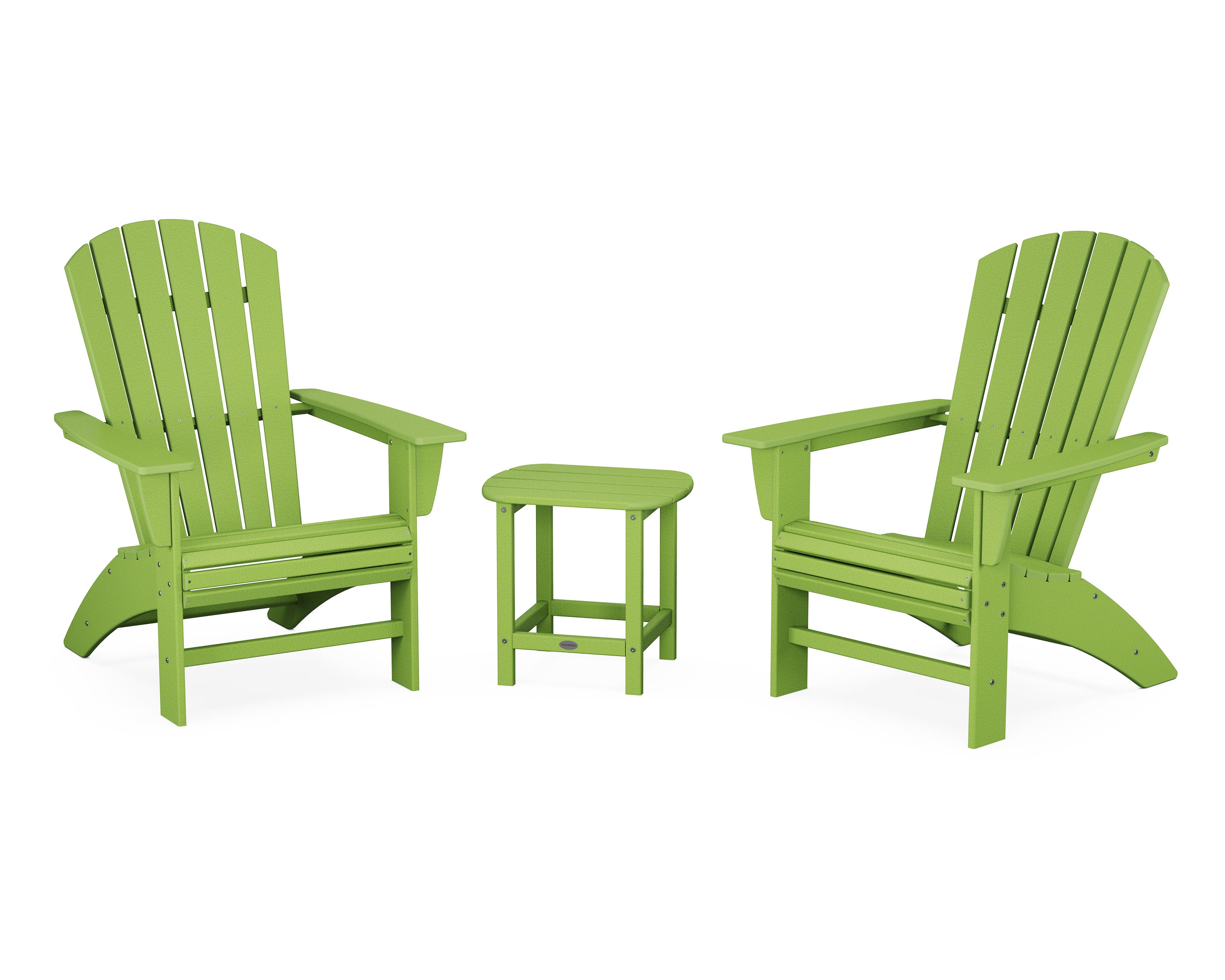 Nautical 3-Piece Curveback Adirondack Set in Lime