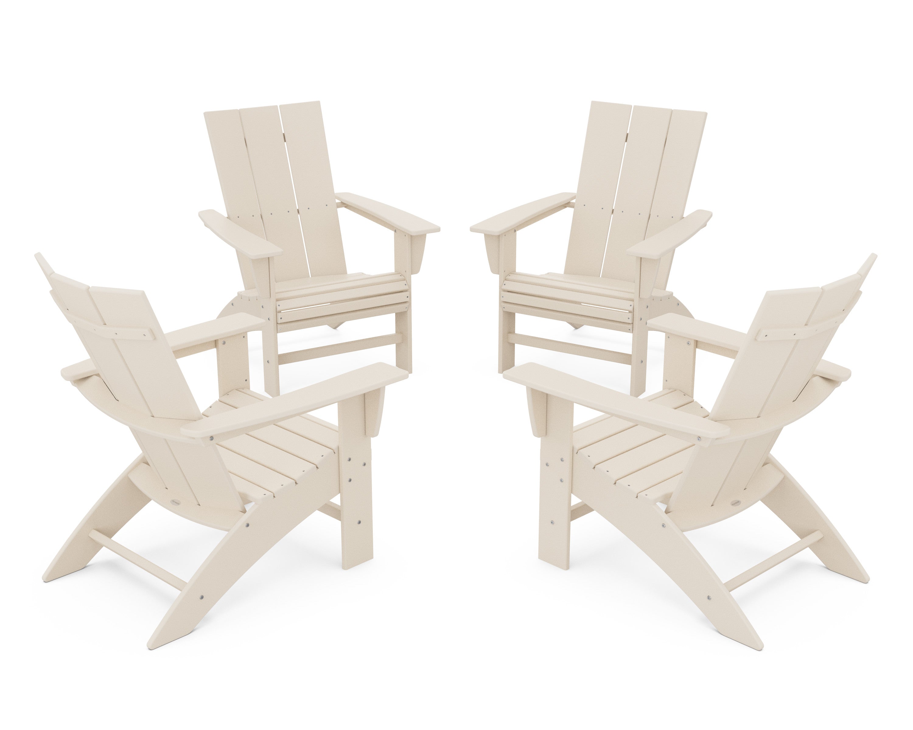 4-Piece Modern Curveback Adirondack Conversation Set in Sand