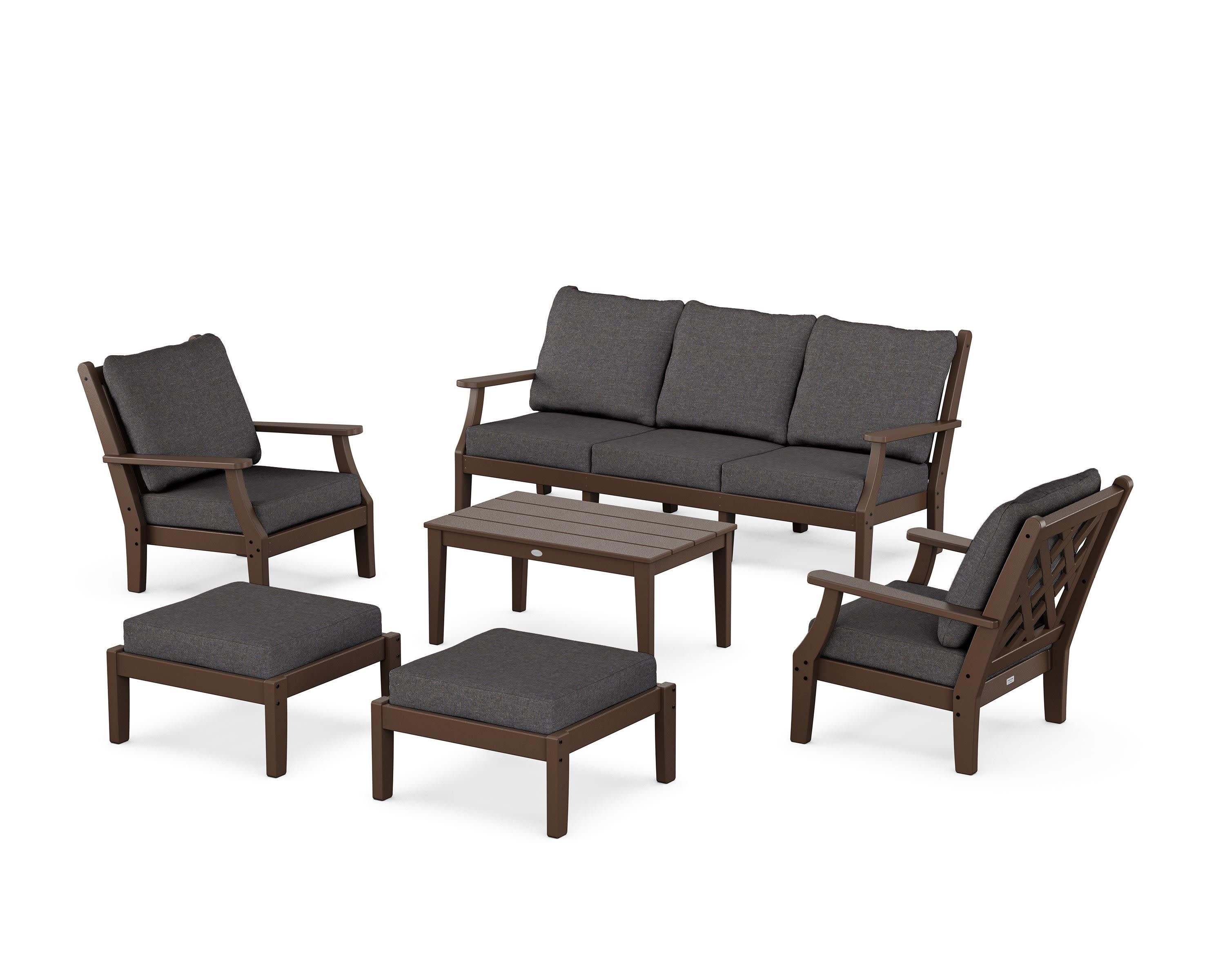 Wovendale 6-Piece Lounge Sofa Set in Mahogany / Ash Charcoal