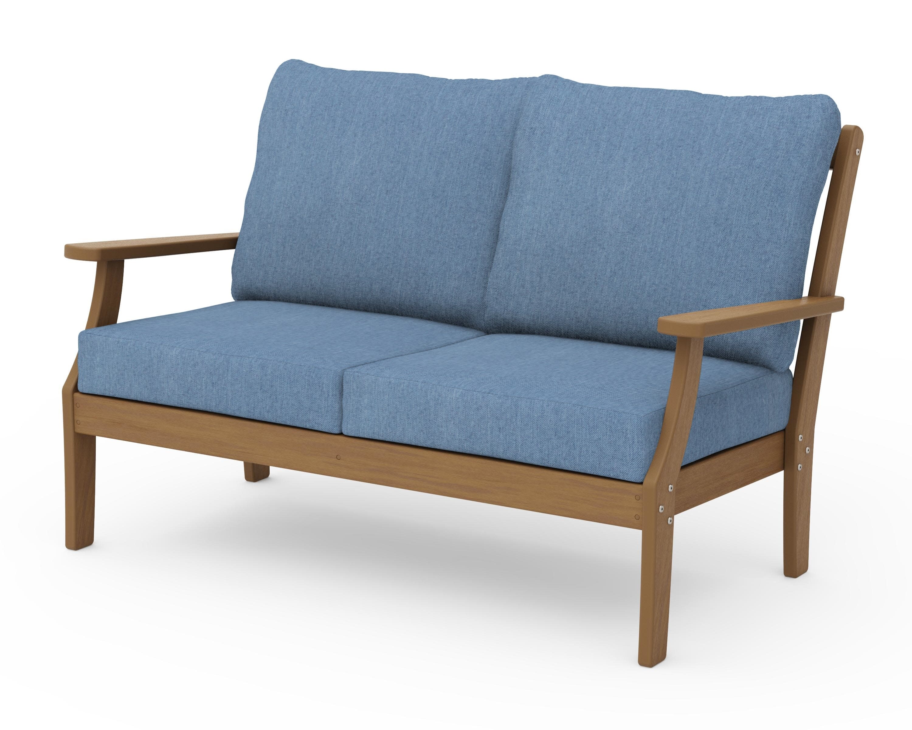 Braxton Deep Seating Loveseat in Natural / Sky Blue