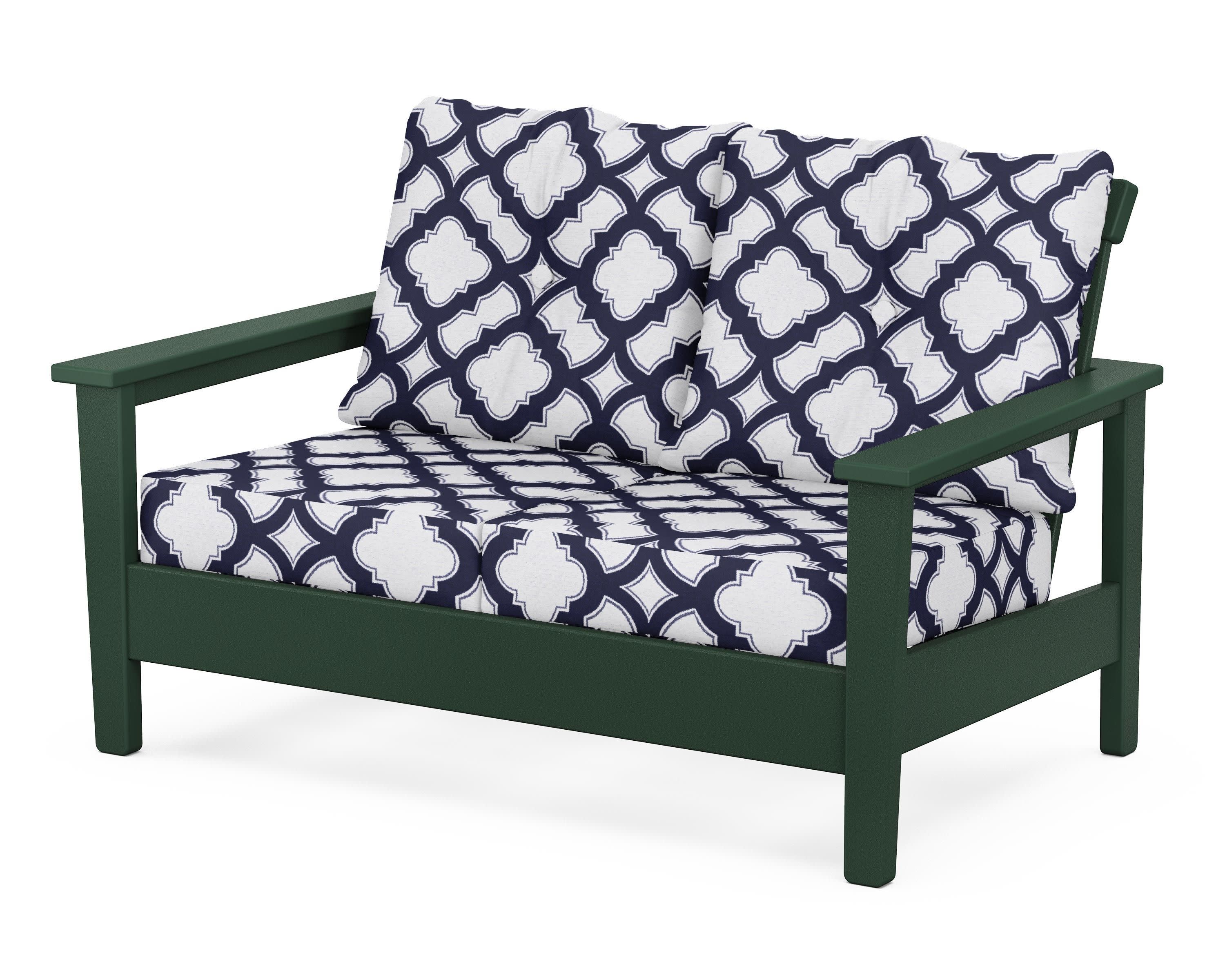 Prescott Deep Seating Loveseat in Green / Trellis Navy