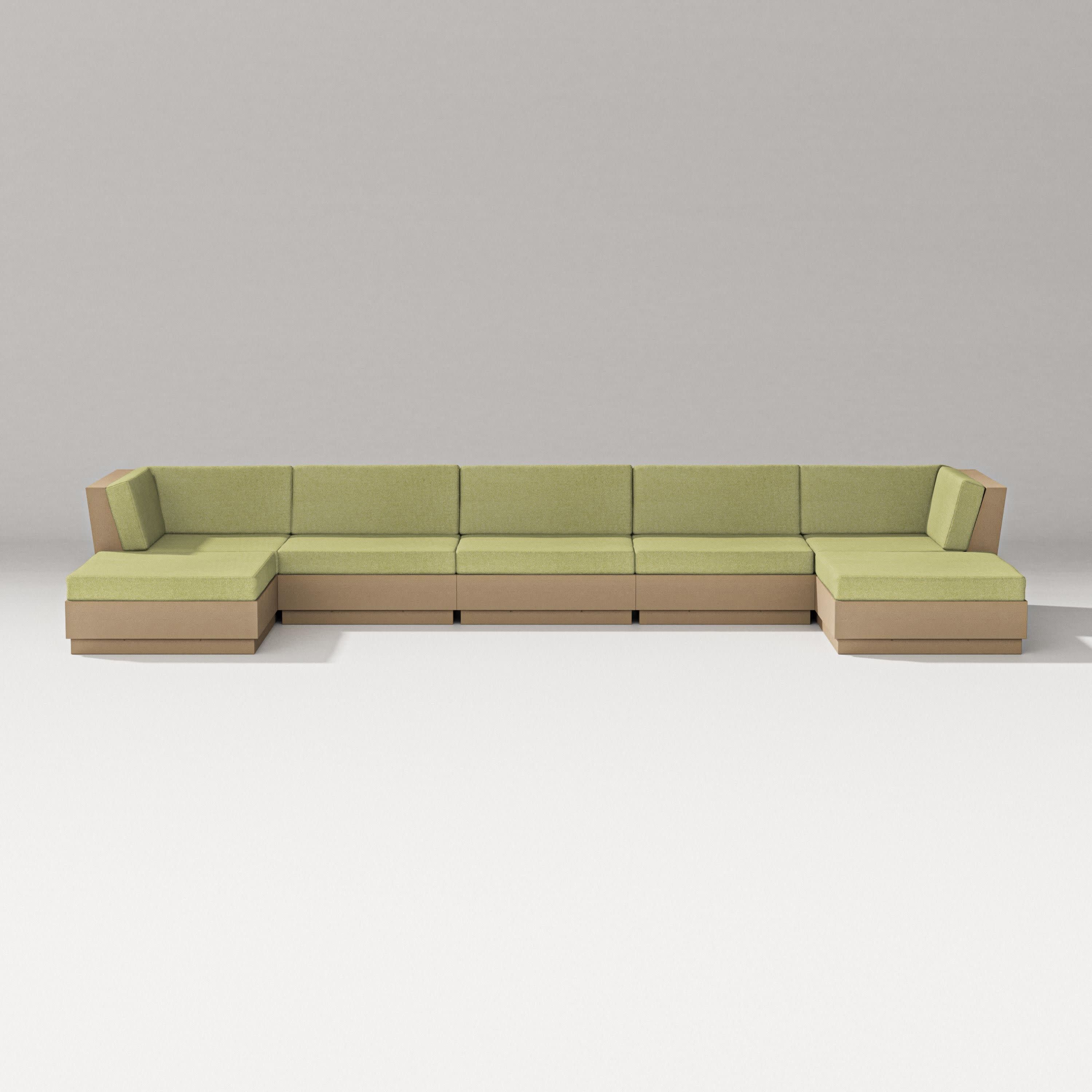 Elevate 7-Piece Double Chaise Sectional in Vintage Sahara / Chartreuse Boucle