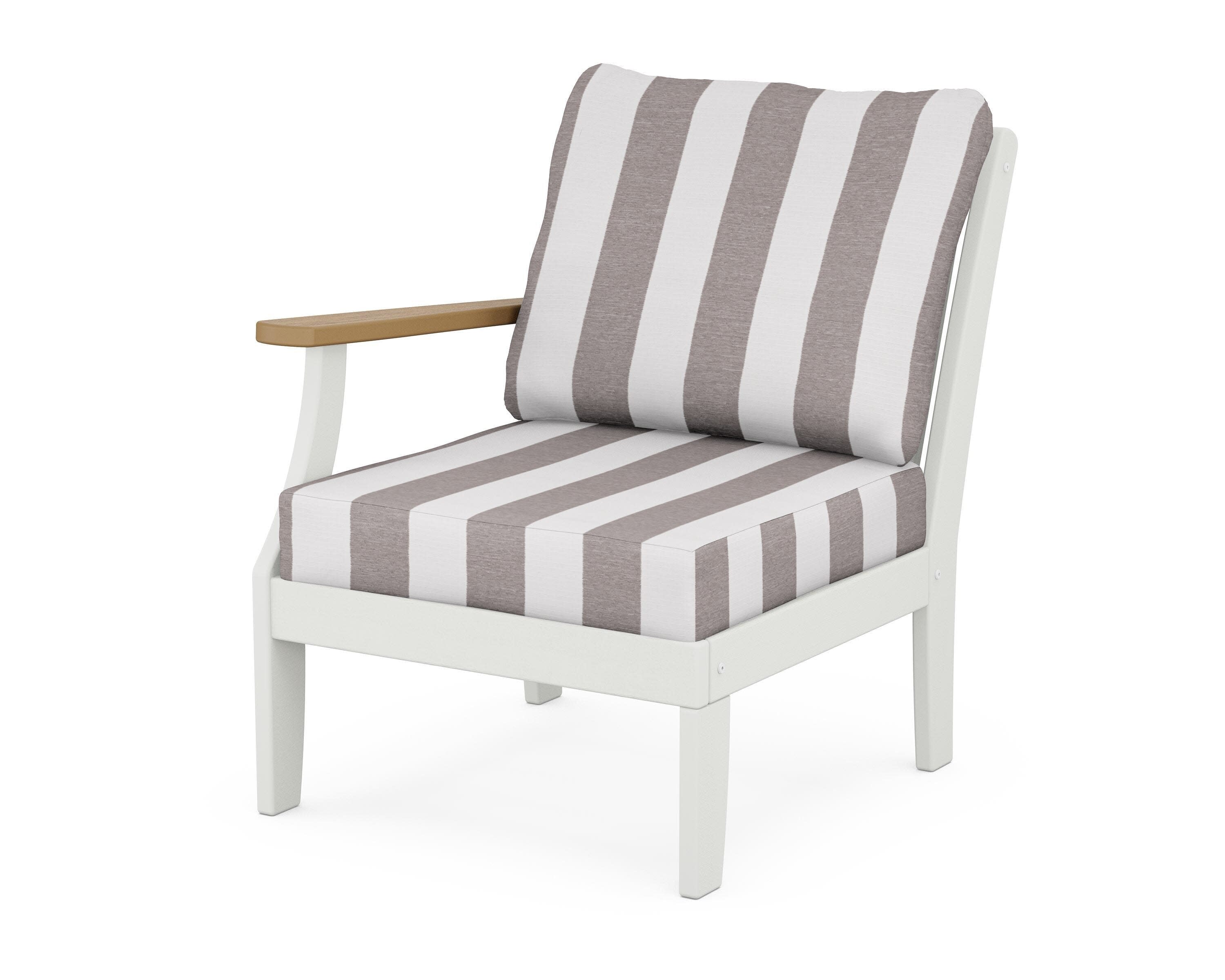 Braxton Modular Left Arm Chair in White / Natural / Cabana Stripe Grey Mist