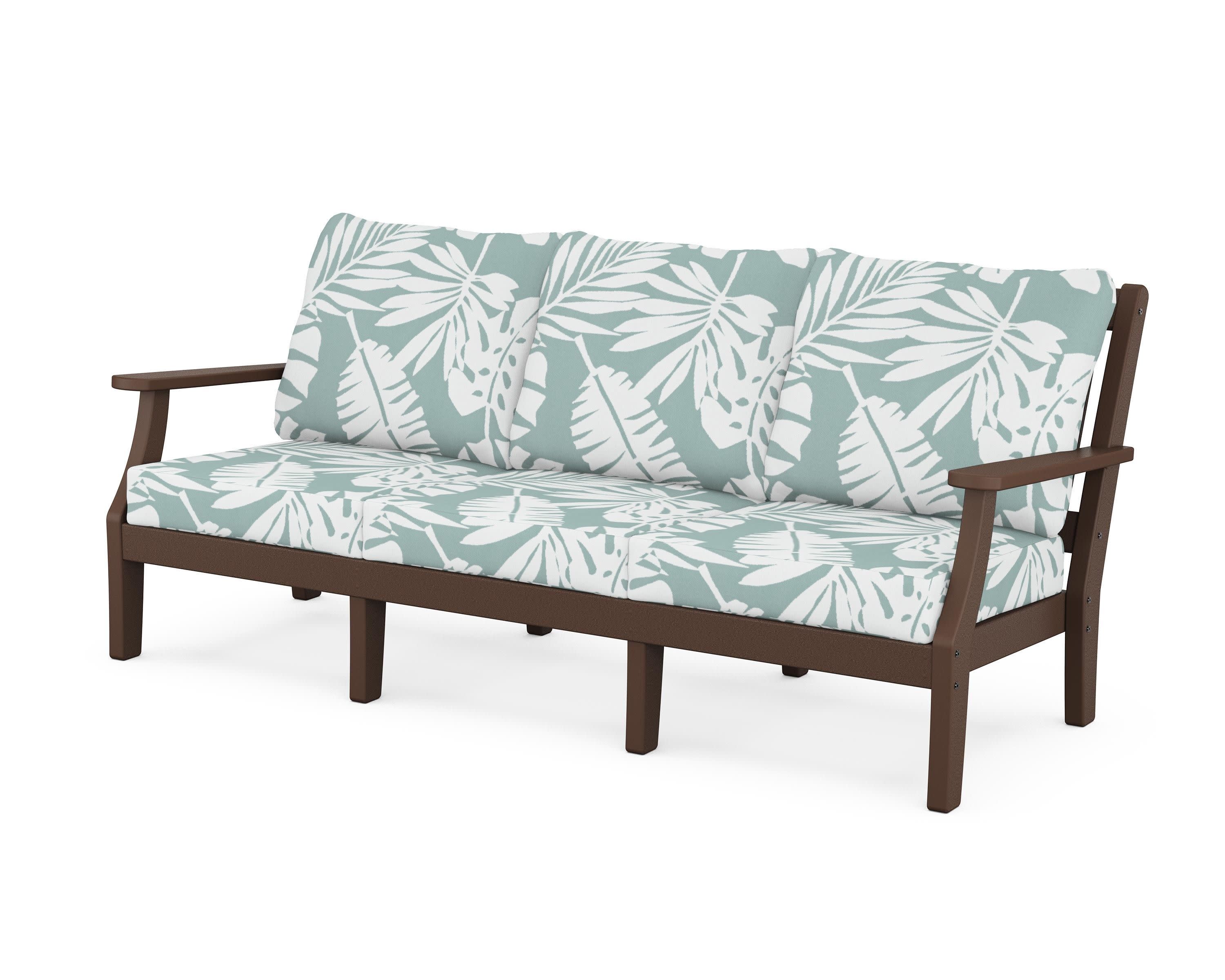 Chinoiserie Deep Seating Sofa in Mahogany / Leaf Glacier Spa
