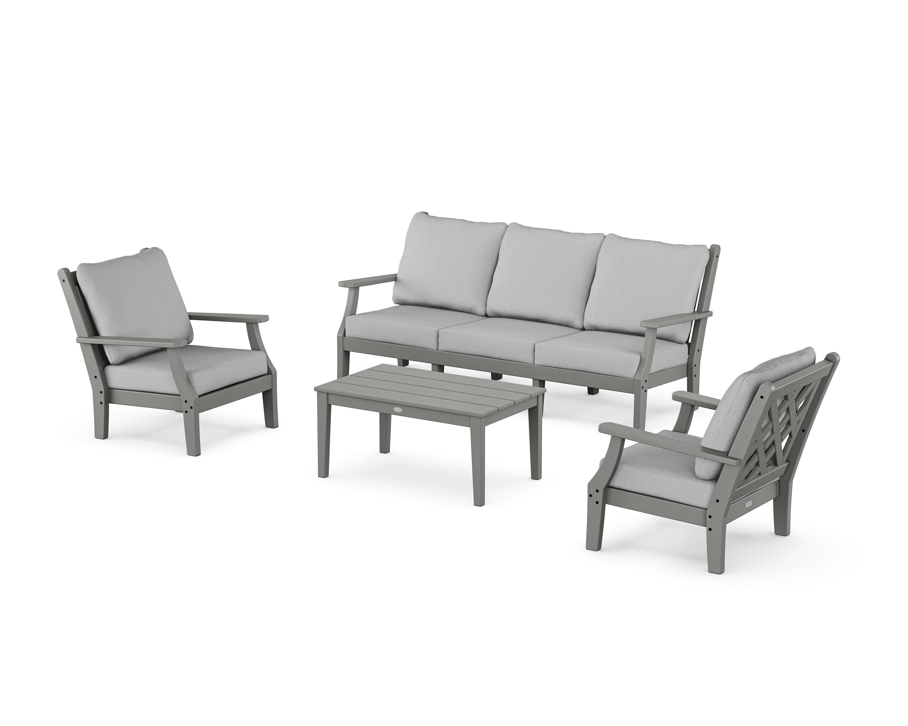 Wovendale 4-Piece Deep Seating Set with Sofa in Slate Grey / Granite