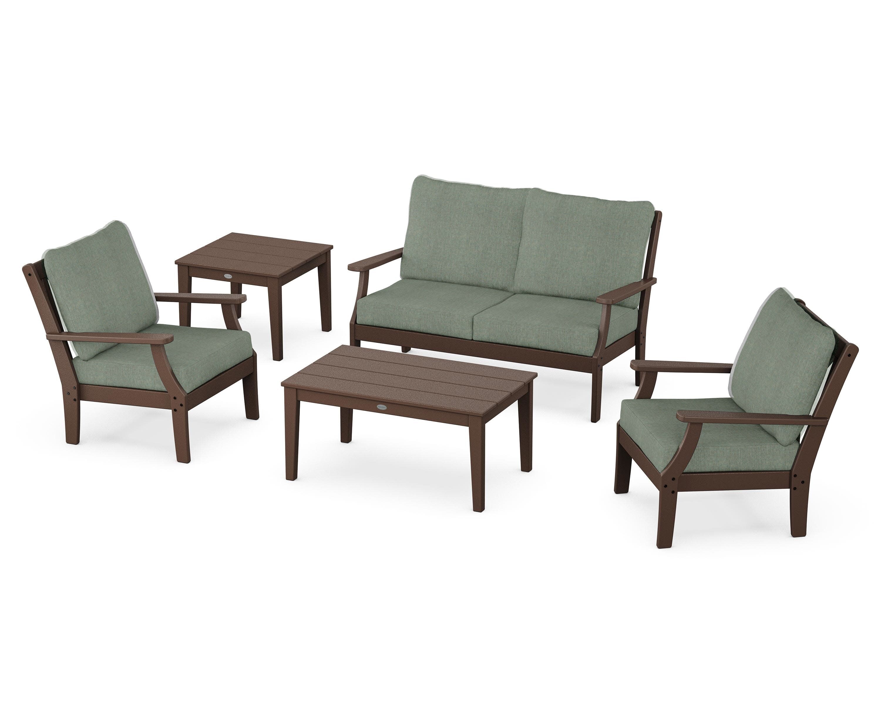 Braxton 5-Piece Deep Seating Set in Mahogany / Cast Sage