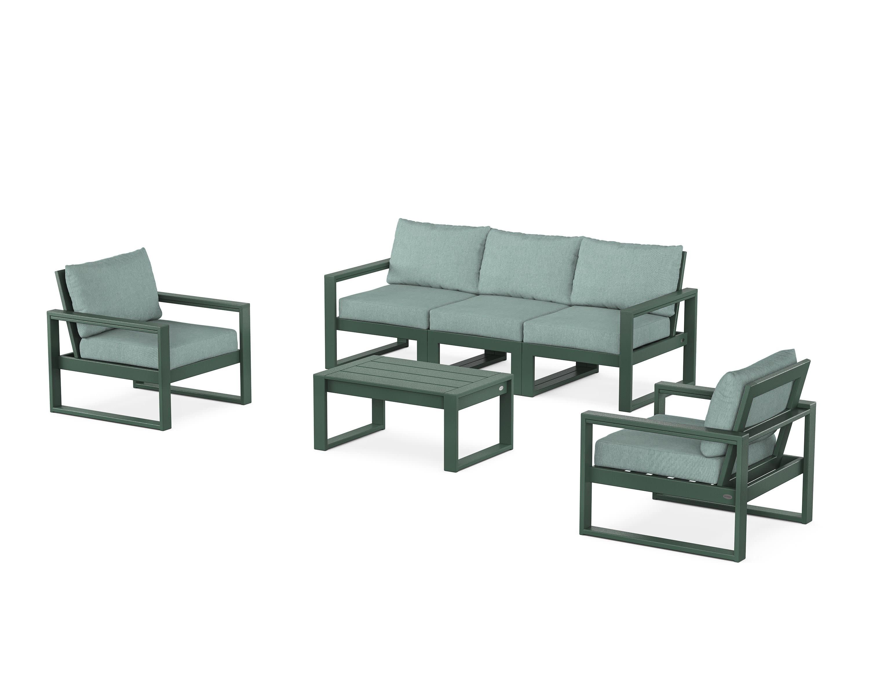 EDGE Sectional 4-Piece Deep Seating Set with Sofa in Green / Glacier Spa