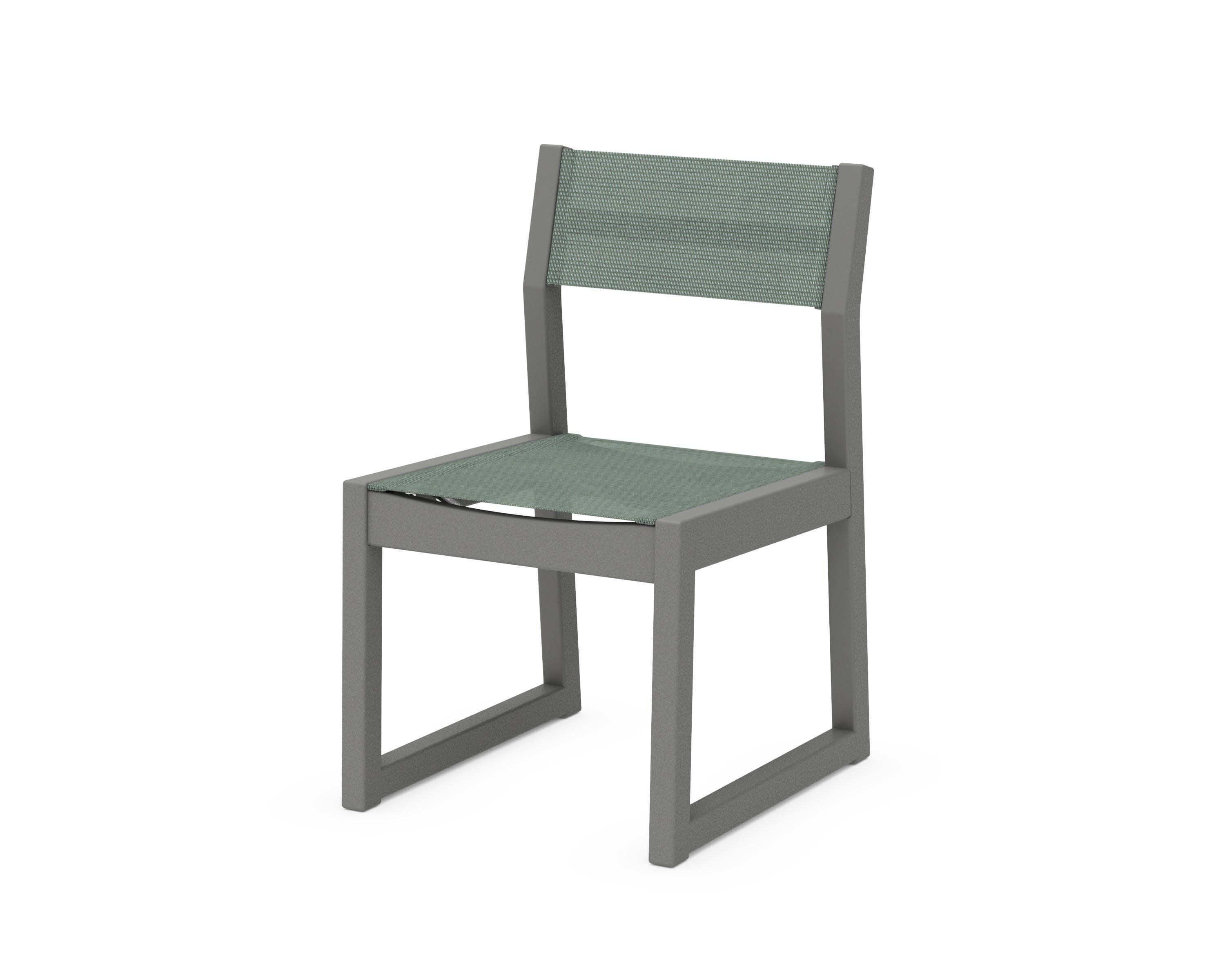 EDGE Sling Dining Side Chair in Slate Grey / Dupioni Sea Mist Sling