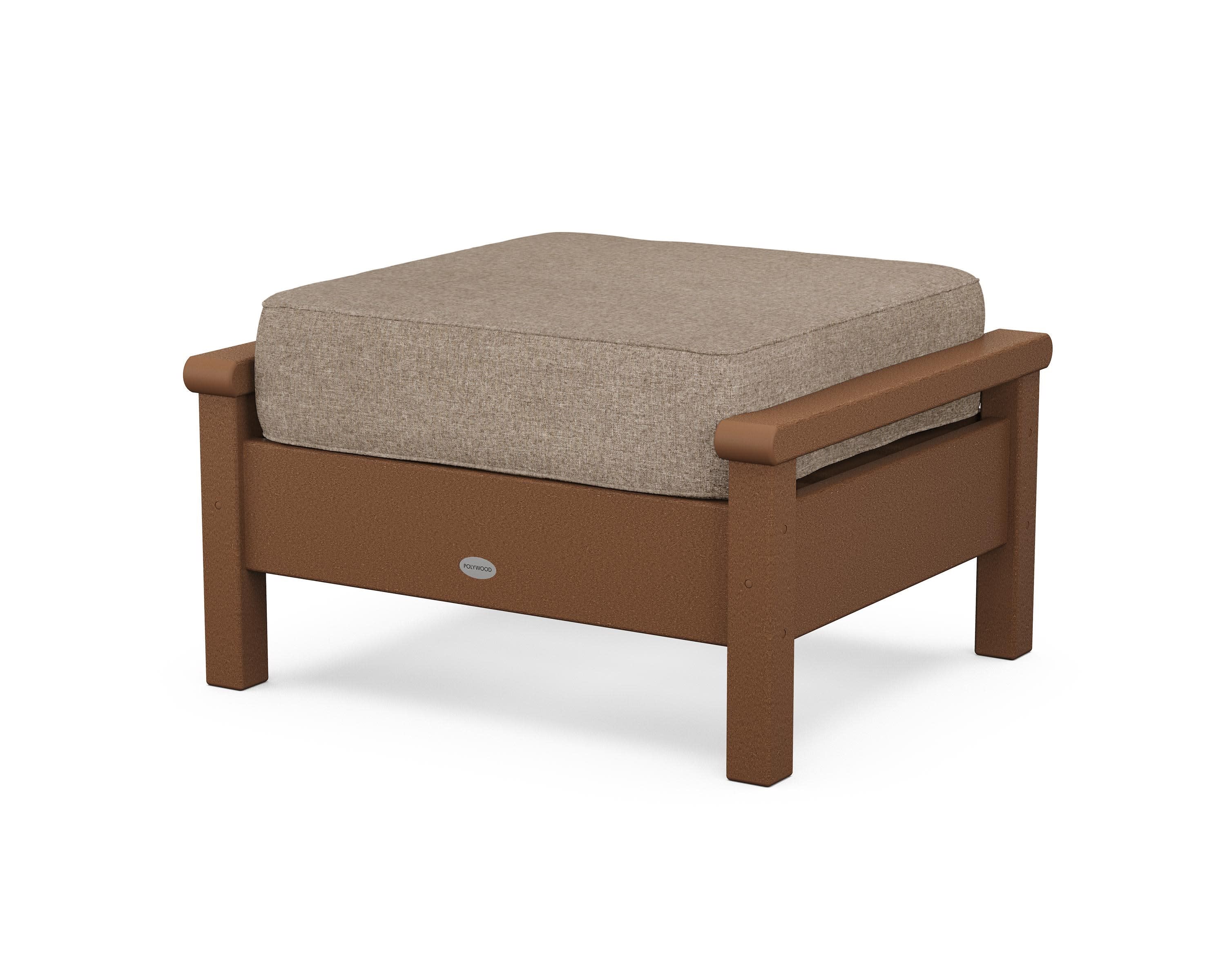 Harbour Deep Seating Ottoman in Teak / Spiced Burlap