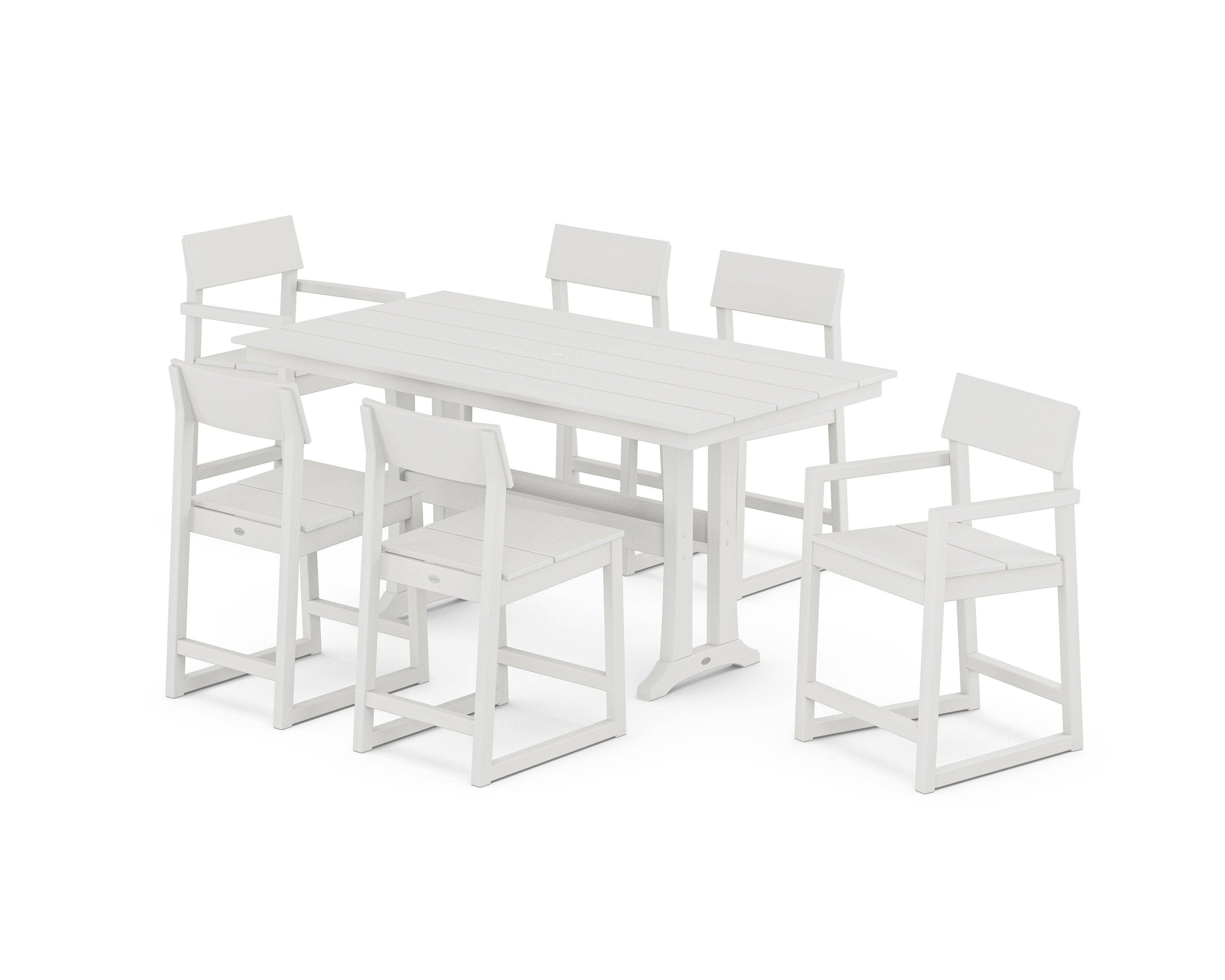 EDGE 7-Piece Farmhouse Counter Set with Trestle Legs in Vintage White